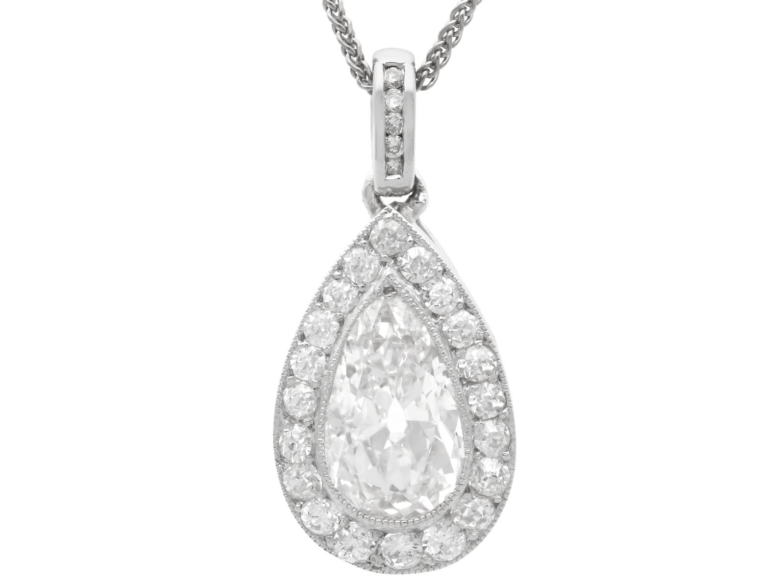 Antique 2.72ct Diamond & Platinum Pendant c.1910 (1 of 13)
