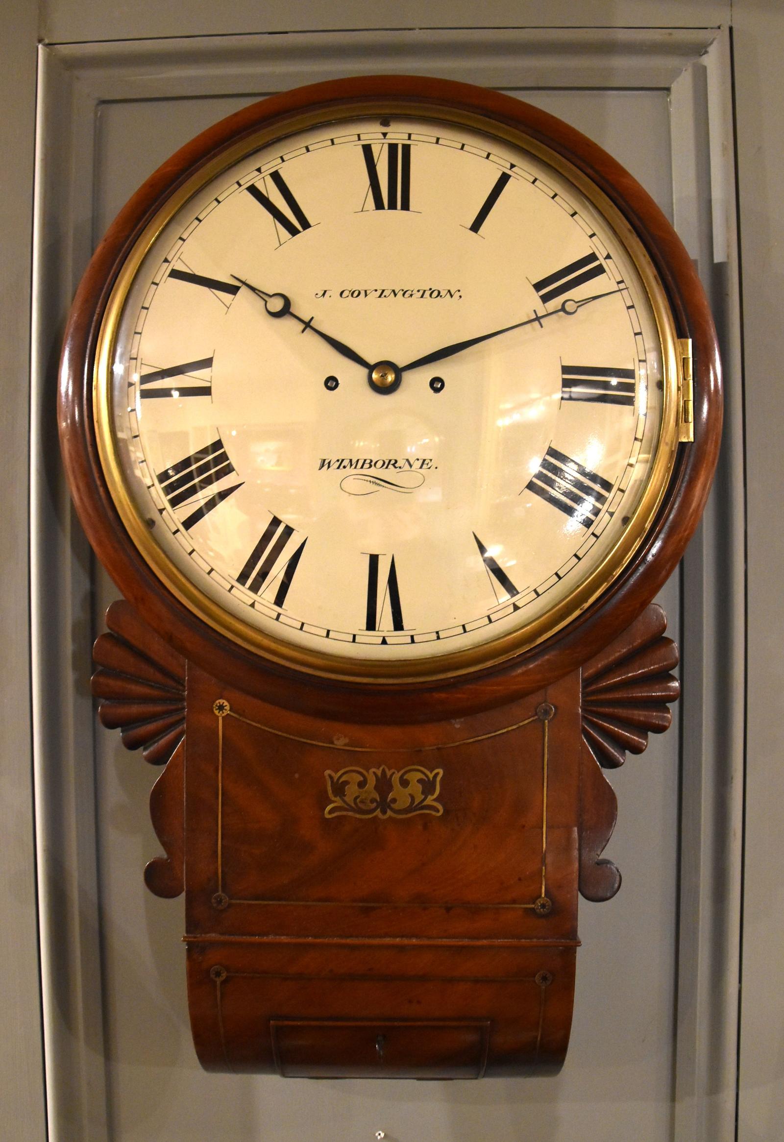 English Striking Drop Dial Signed J. Covington, Wimbourne (1 of 4)