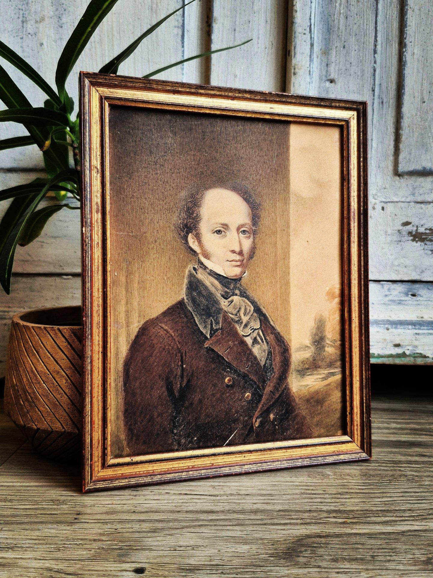 Antique Portrait of Gentleman Victorian Watercolour (1 of 24)