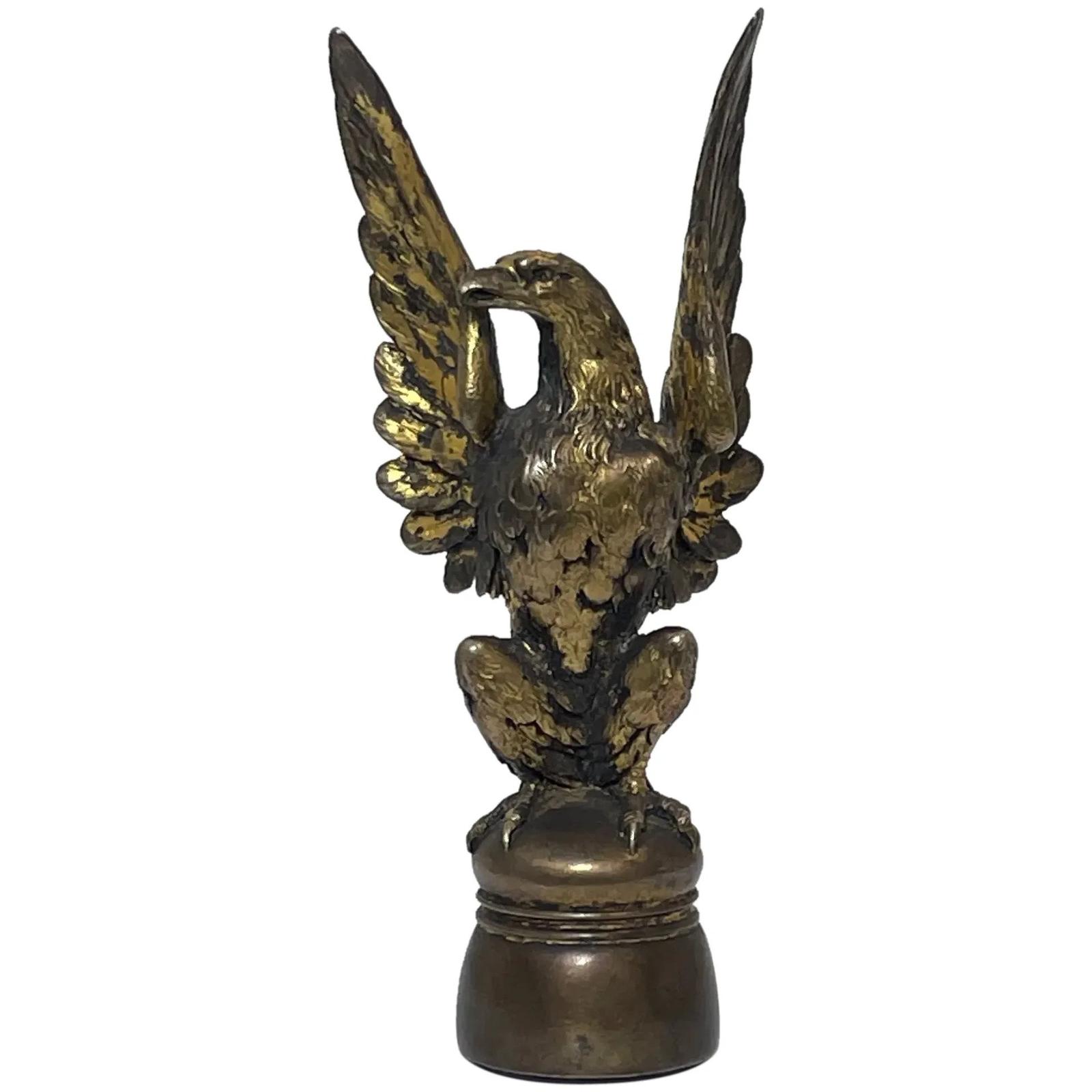 19th Century Gilt Bronze Eagle Bird Desk Envelope Seal Stamp Sculpture (1 of 40)