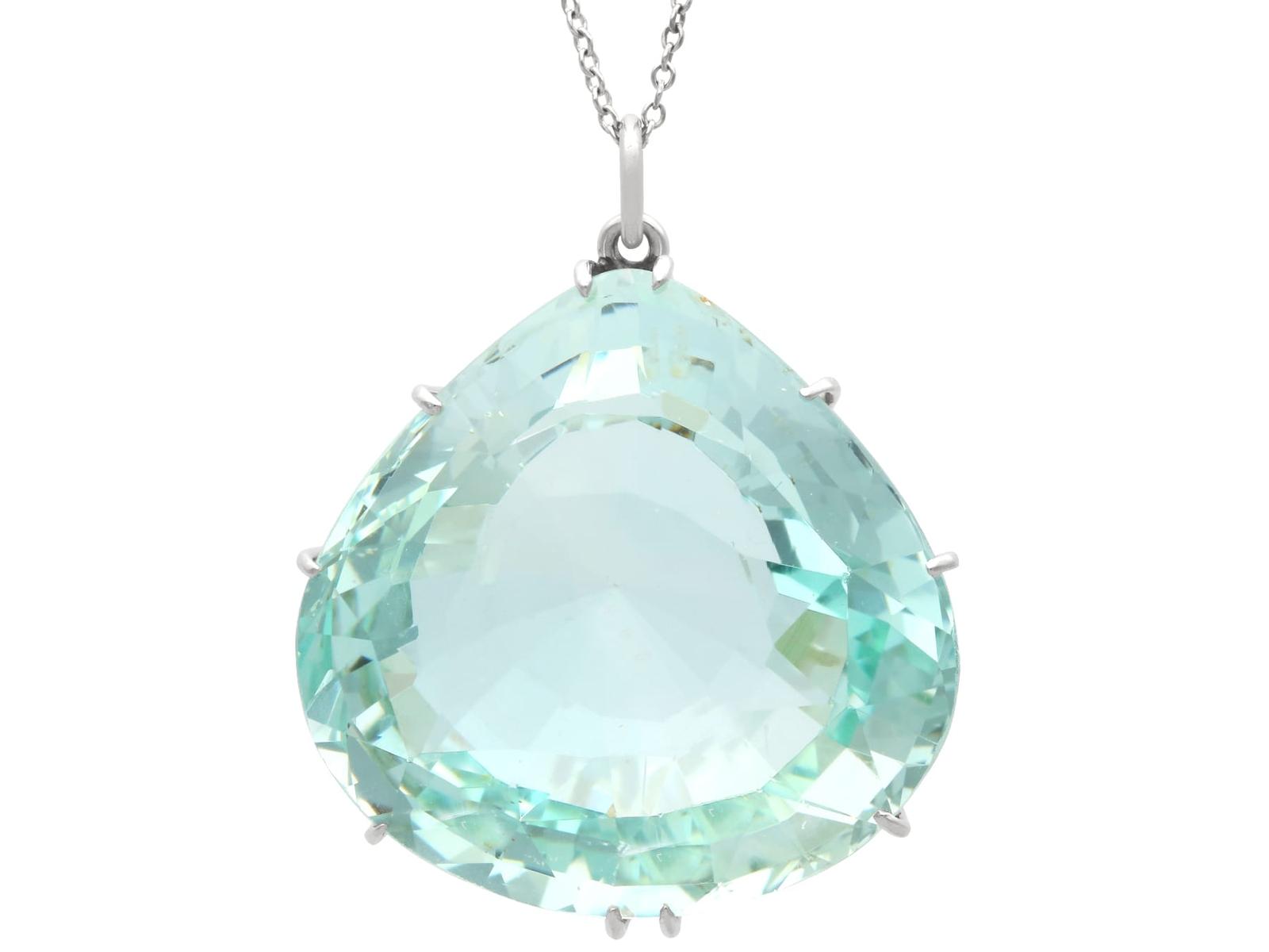 43.78ct Aquamarine & Platinum Pendant c.1935 (1 of 11)