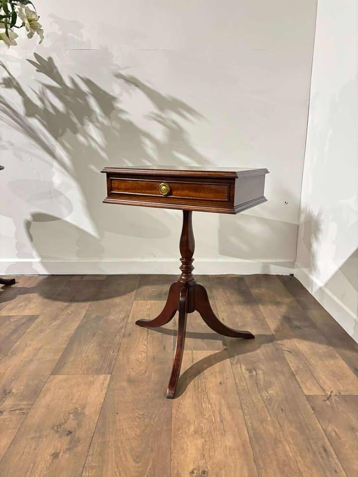 Vintage Reproduction Mahogany Rectangular Tripod Table with Single Drawer (1 of 15)