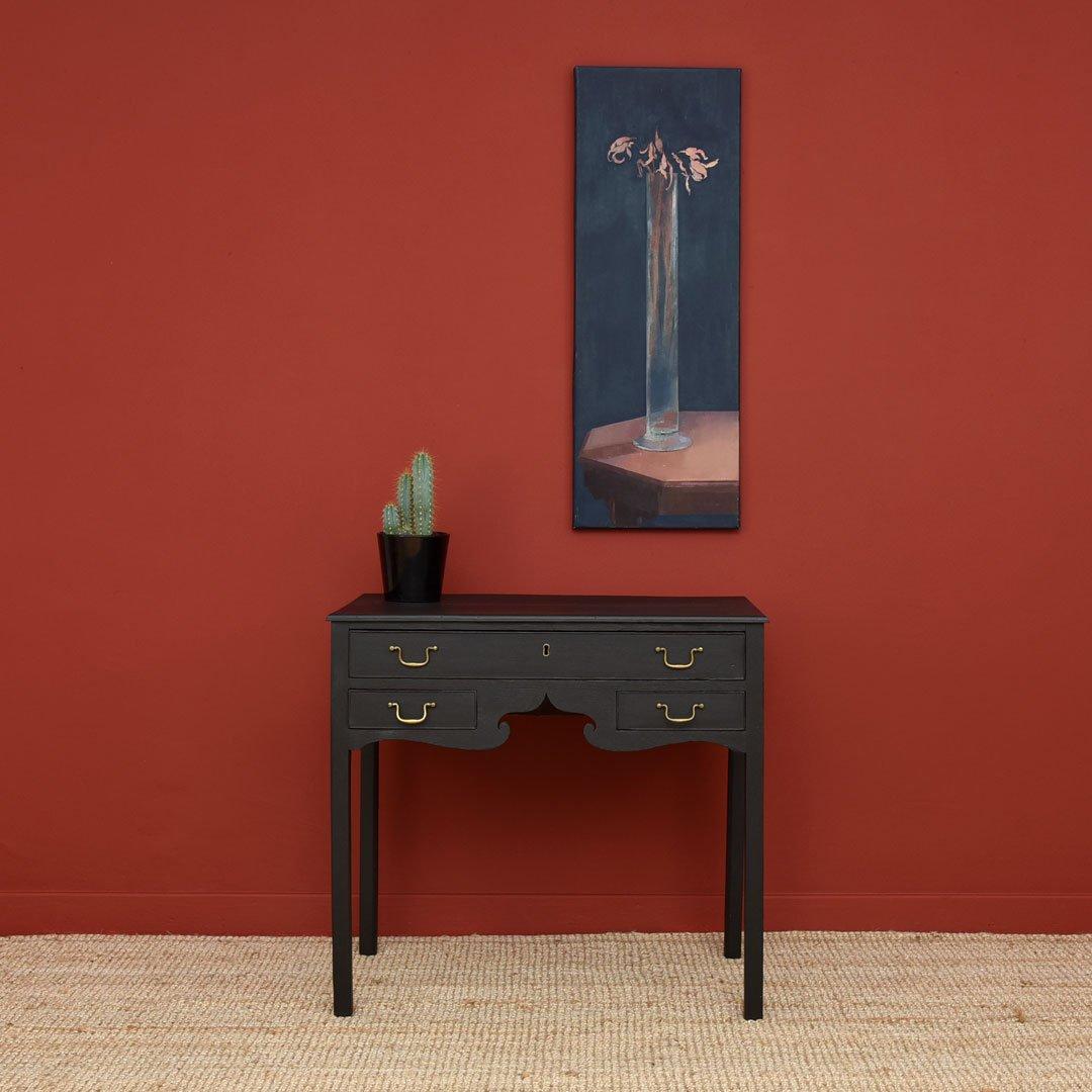 A 19th Century Mahogany Three-draw Side Table in Later Black Paint (1 of 7)
