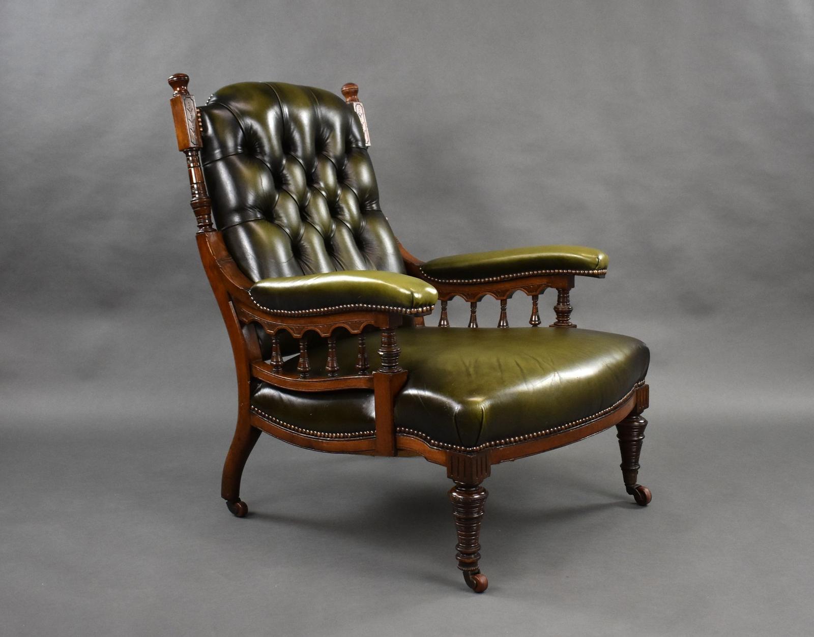 Victorian Mahogany Leather Armchair (1 of 13)