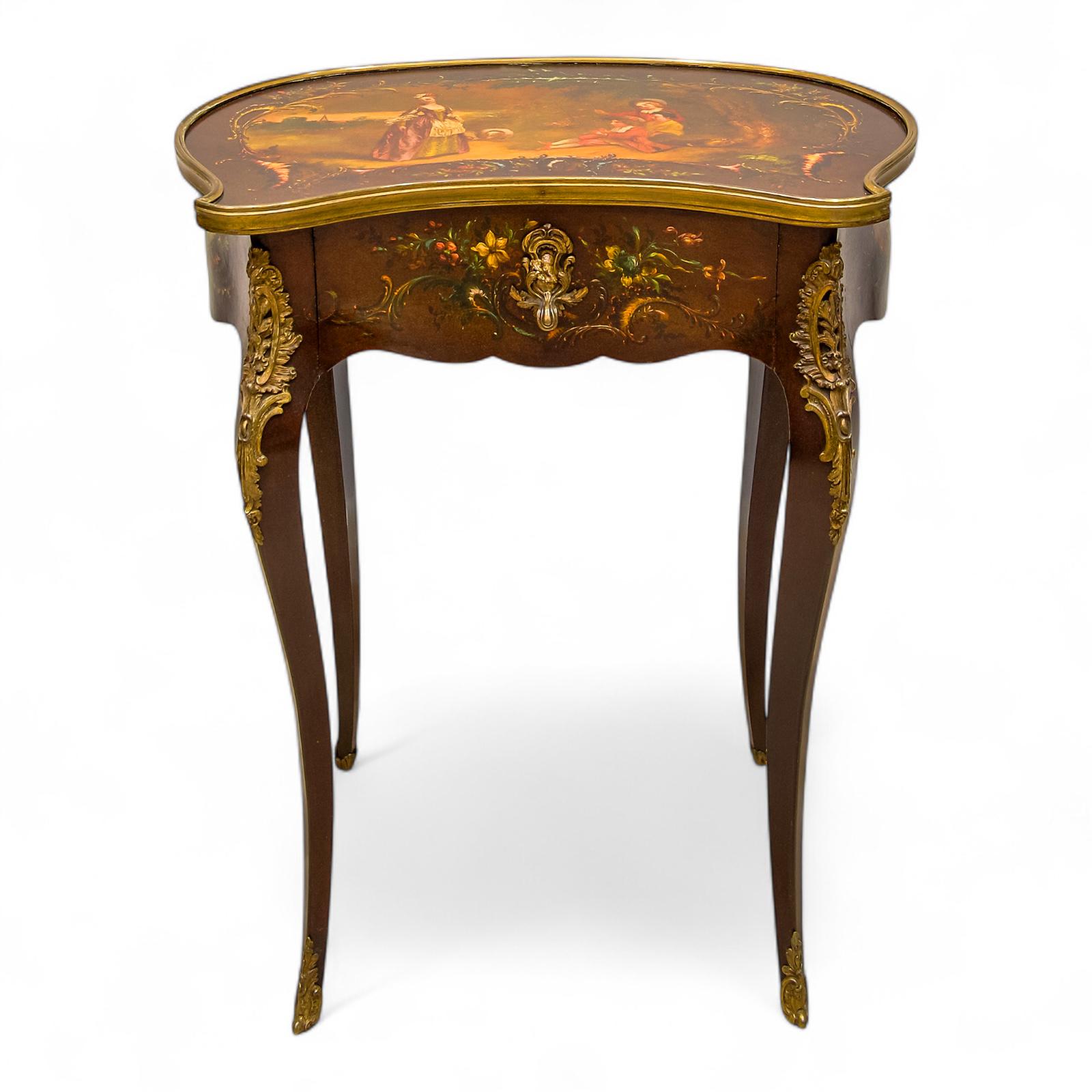 Stunning Antique French Vernis Martin Painted Side Table (1 of 8)