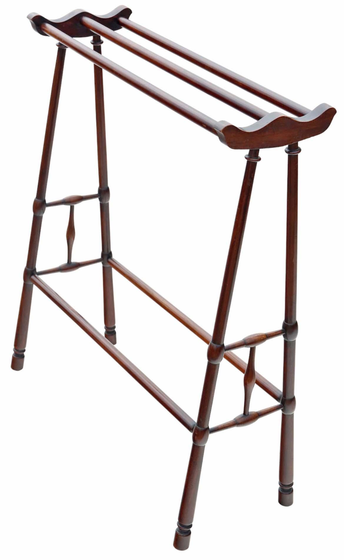 Antique Fine Quality Mahogany Arts & Crafts Towel Rail Stand c.1900 (1 of 5)