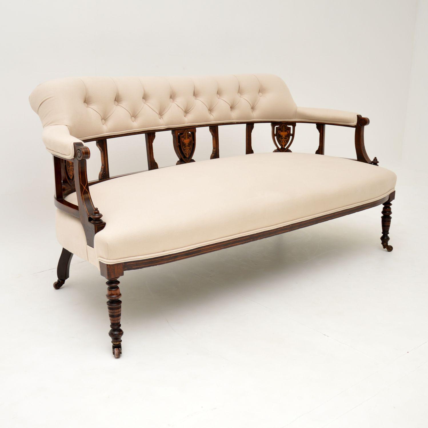 Antique Victorian Inlaid Rosewood Settee (1 of 11) Antique Victorian Inlaid Rosewood Settee (1 of 11)