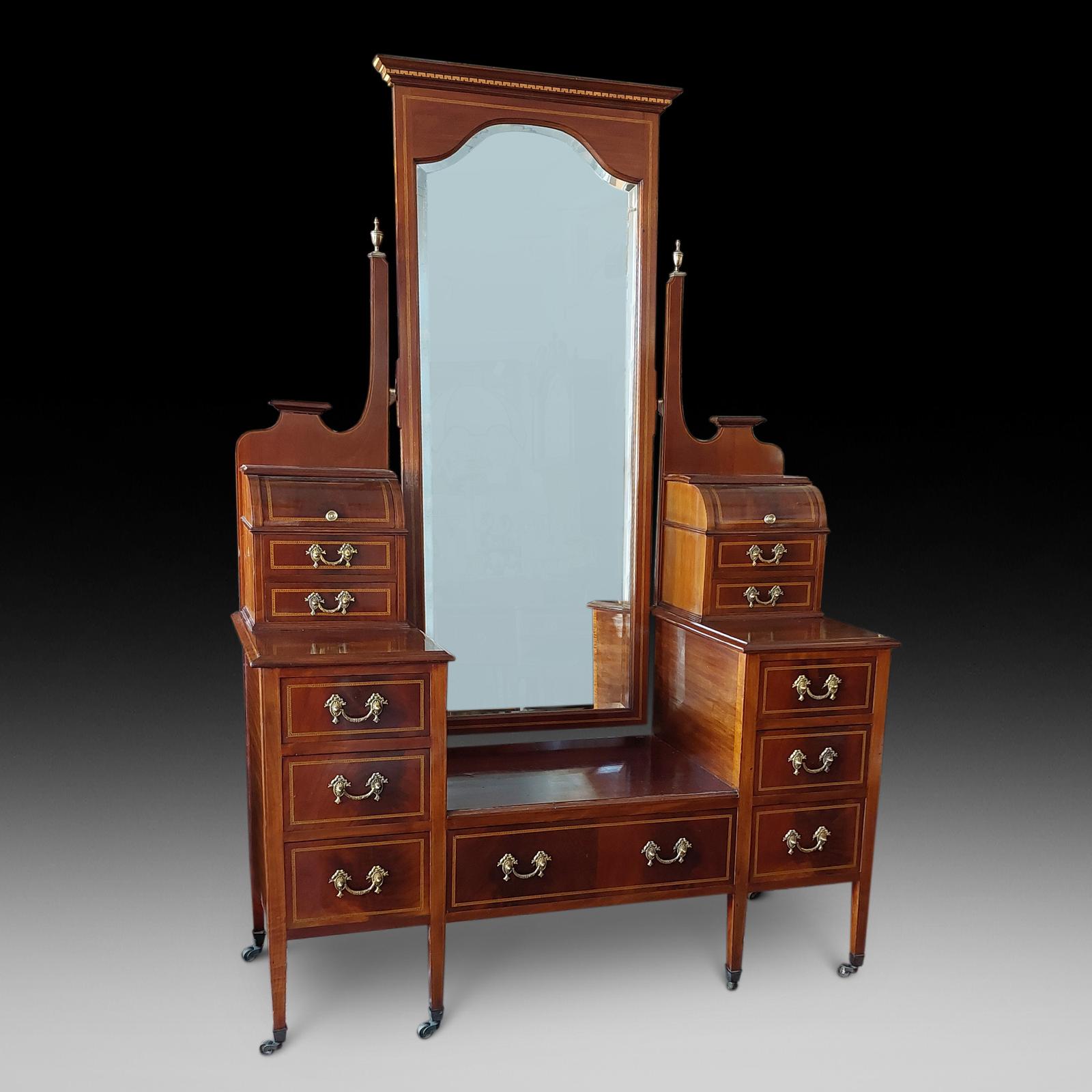 Mahogany Edwardian Mirrored Dressing Table (1 of 11)