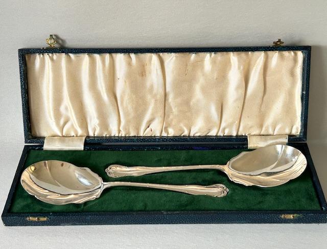Boxed Pair of Silver Plated Serving Spoons (1 of 8)