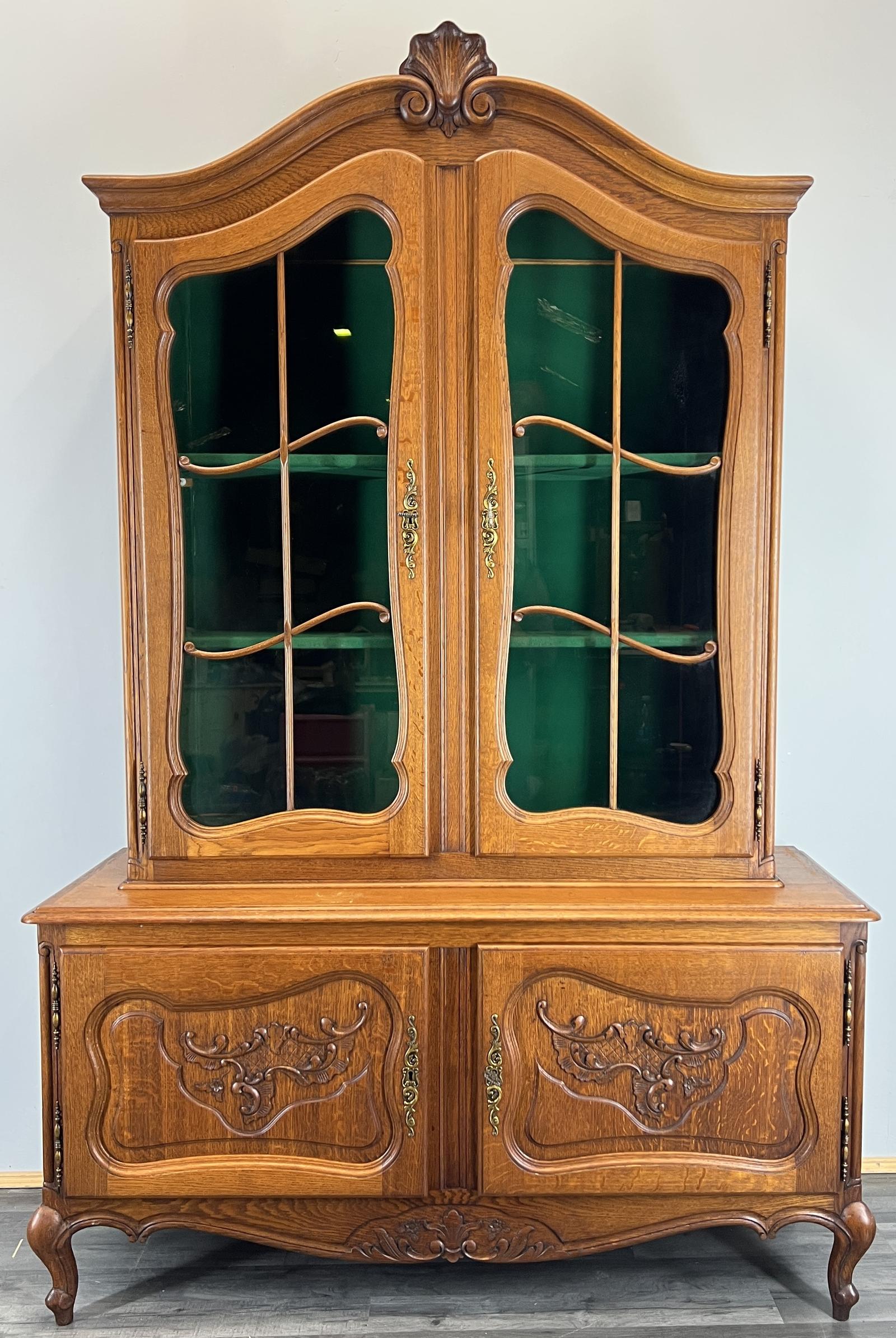 Bookcase Vintage French Style Oak Display Cabinet (1 of 13)