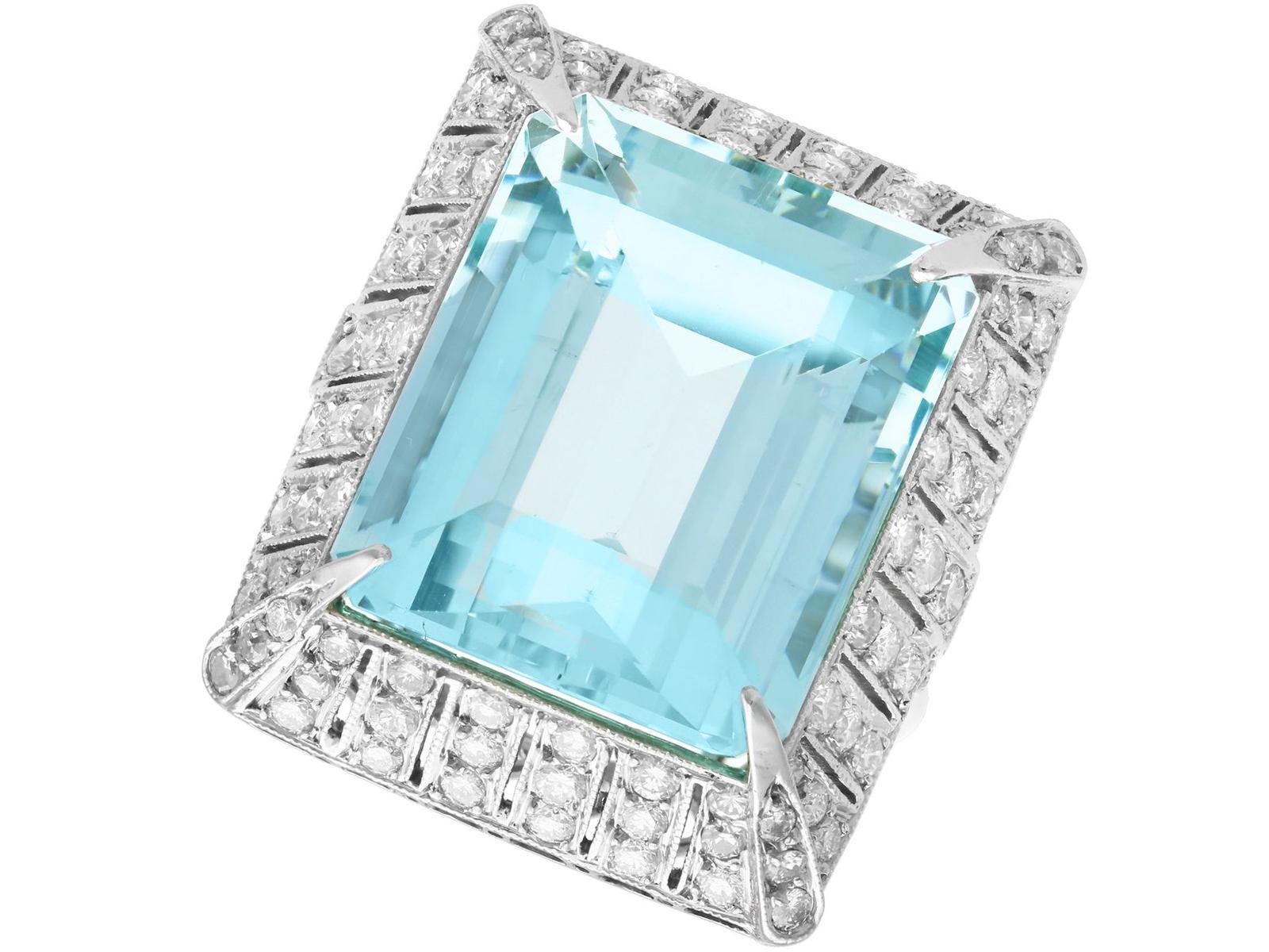 20.50ct Aquamarine & 2.15ct Diamond, Platinum Dress Ring c.1950 (1 of 11)