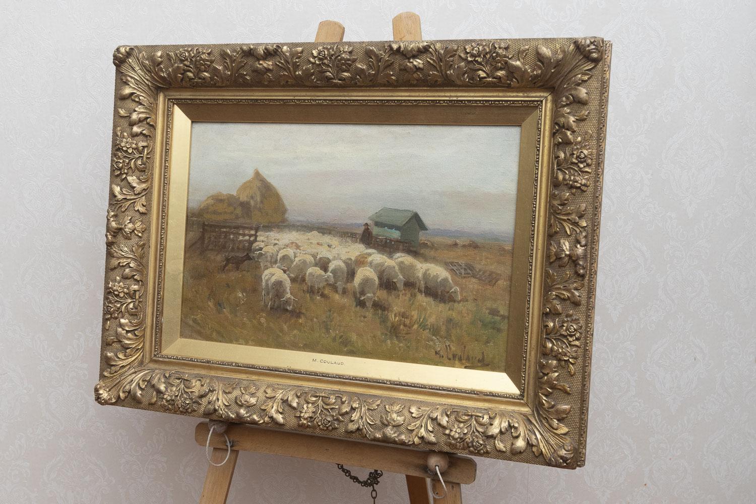 Shepherd & Flock by French Artist M.Coulaud (1860-1906) (1 of 5)
