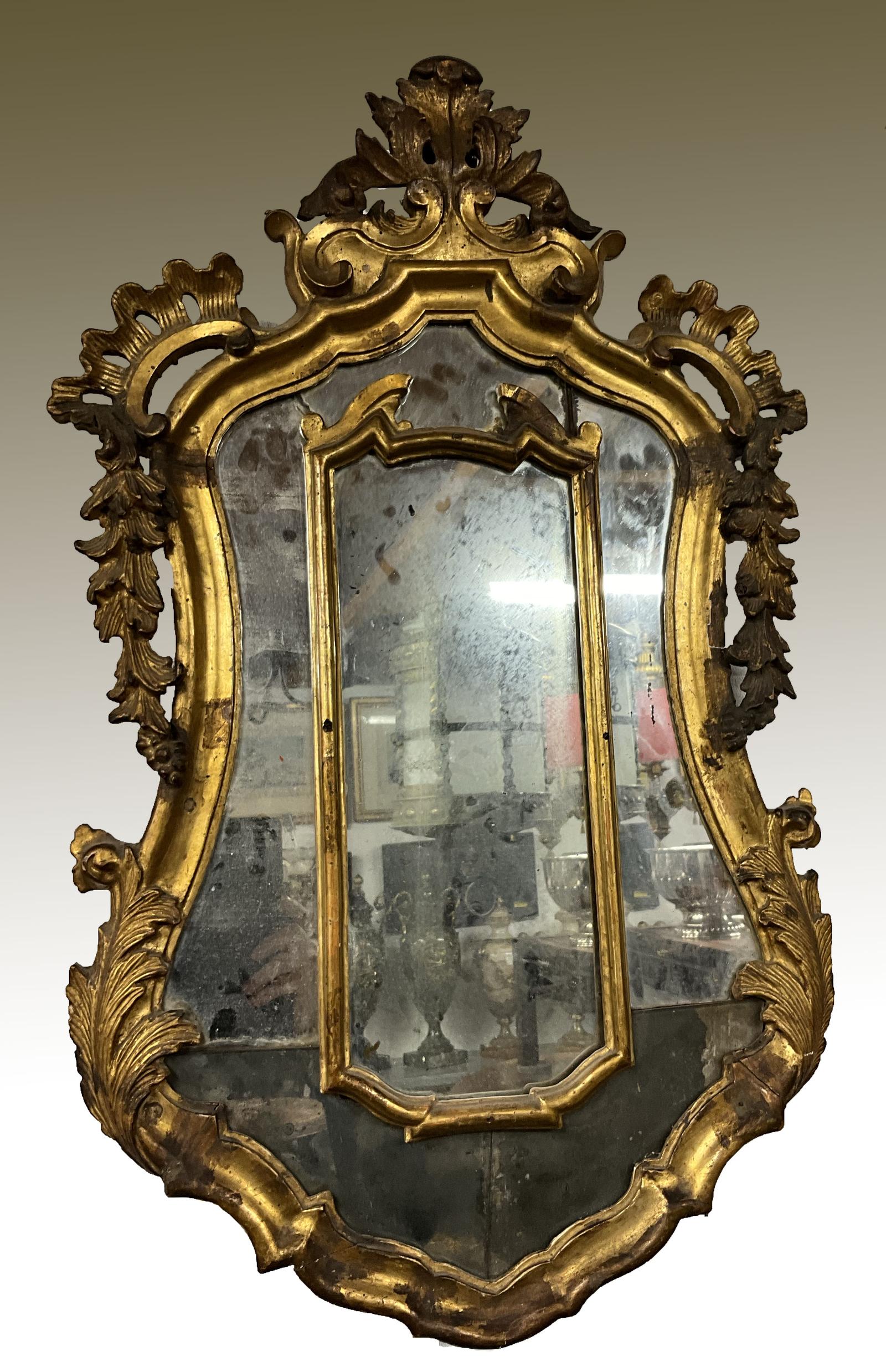 18th Century Continental Giltwood Wall Mirror (1 of 9)