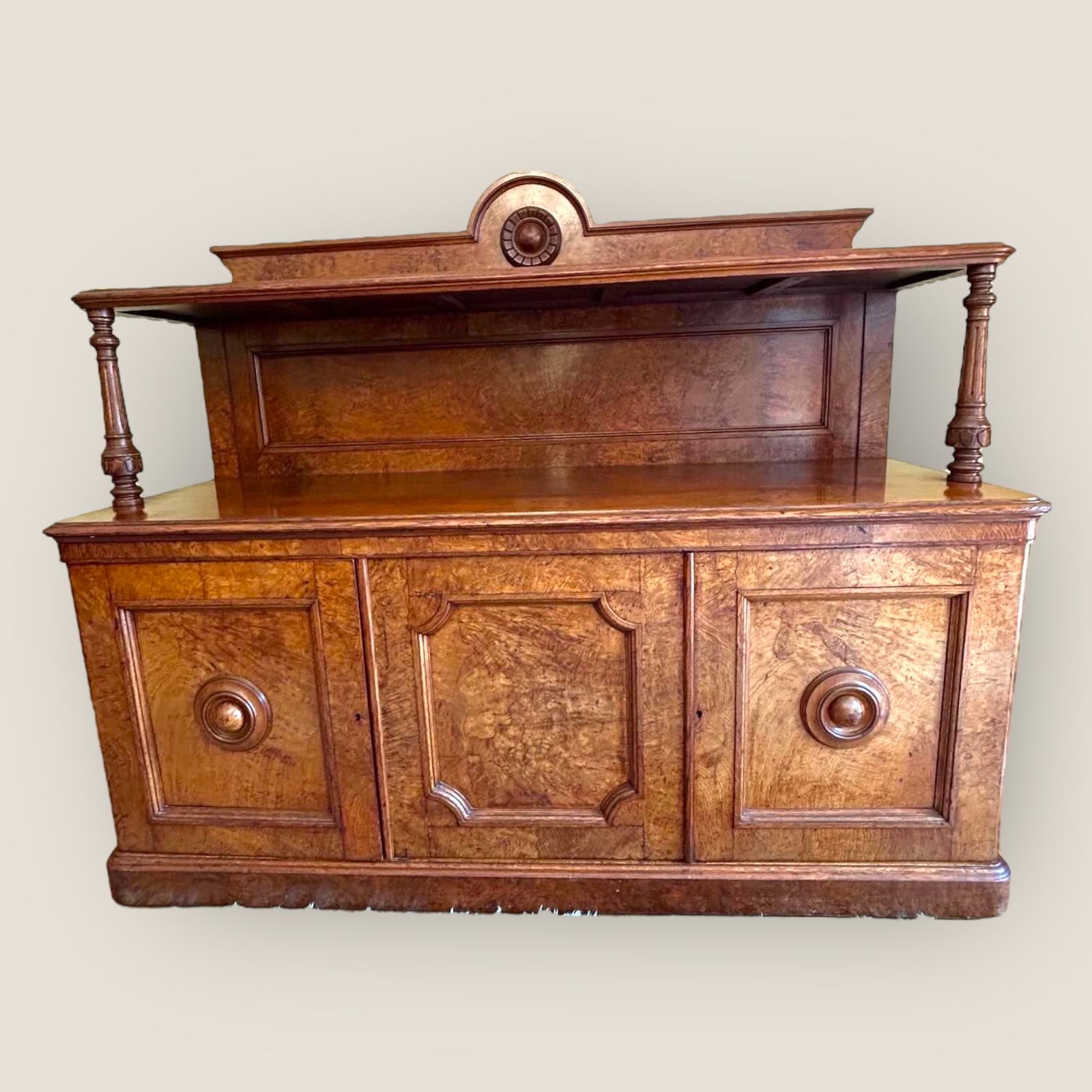 Antique English Victorian Pollard Oak 3 Door Buffet Sideboard With Top Shelf (1 of 5)