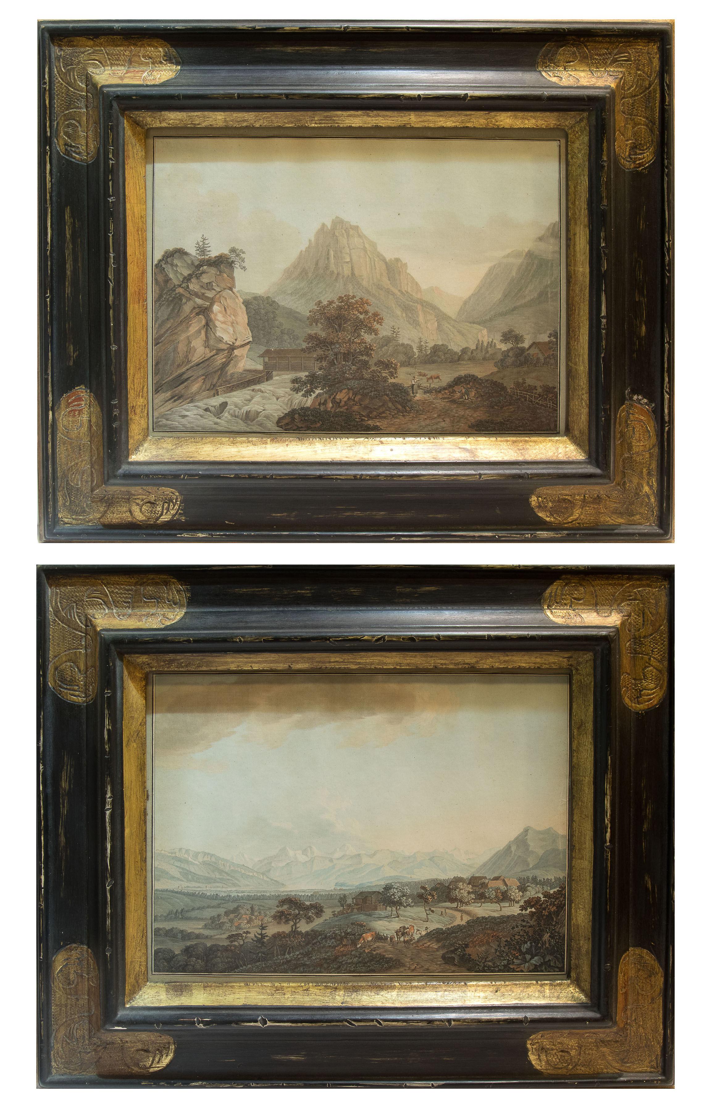 Pair of mid c1900's Swiss lithographs (1 of 1)