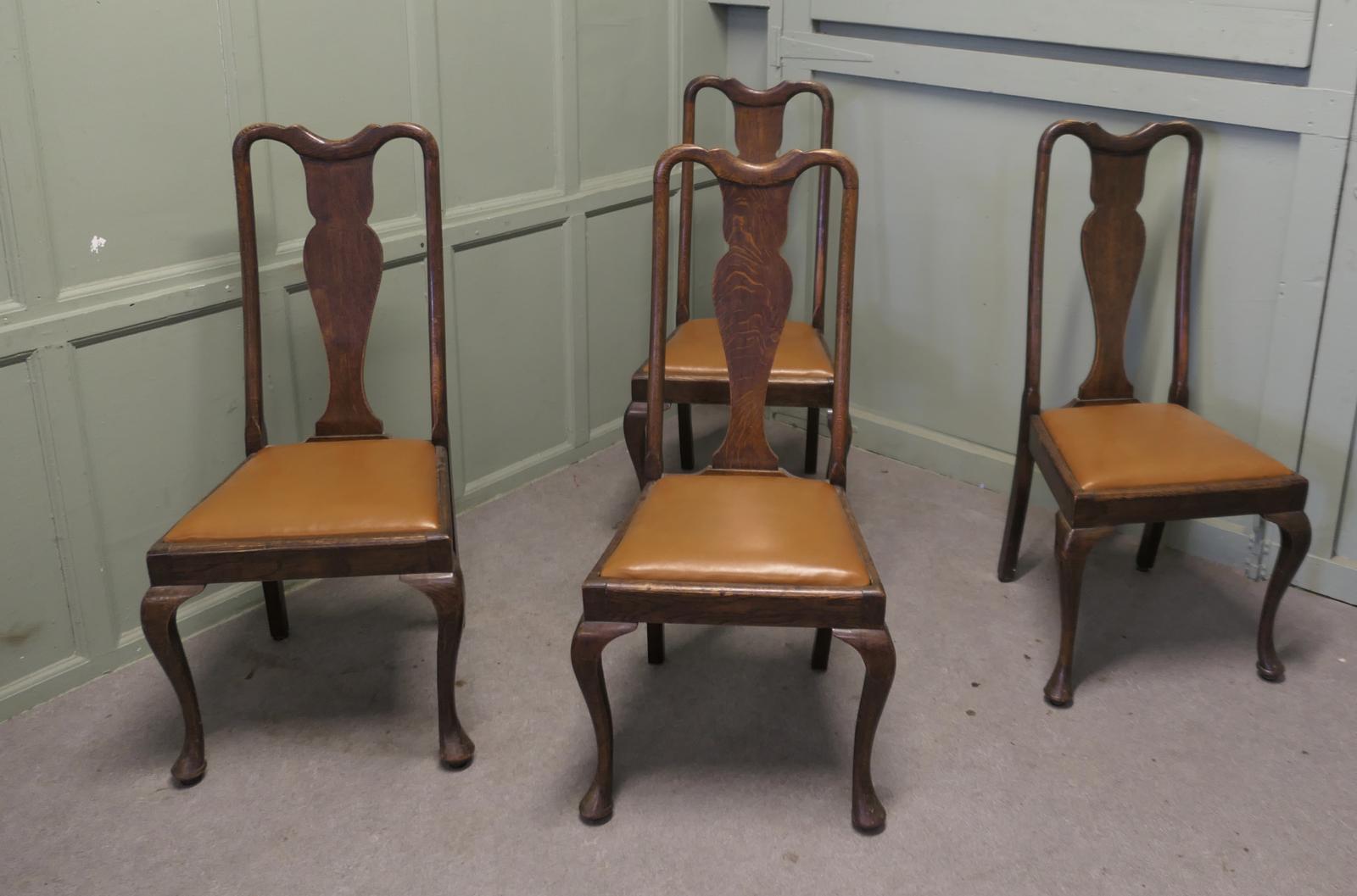 Set of 4 Queen Anne Style Oak Dining Chairs (1 of 6) Set of 4 Queen Anne Style Oak Dining Chairs (1 of 6)