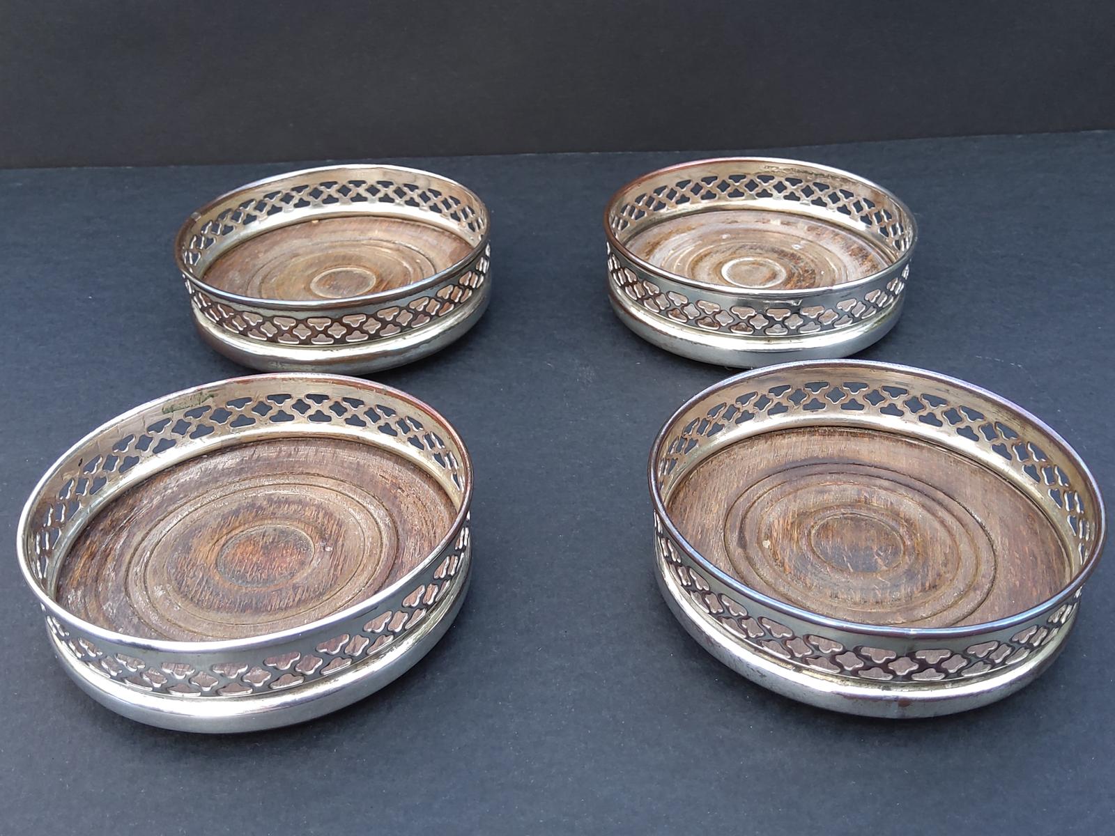 Set of Four Small Silver Plate Coasters (1 of 4)