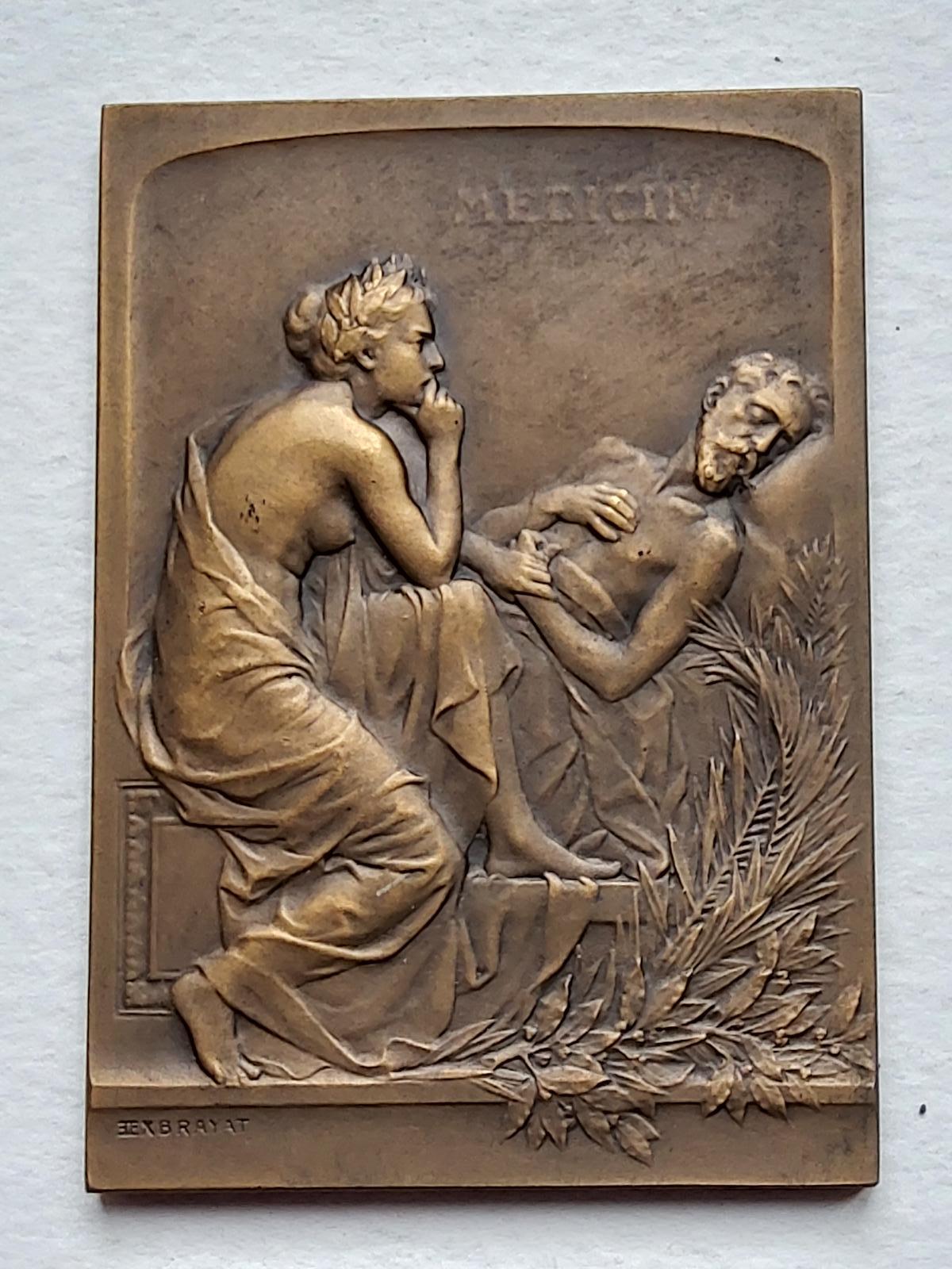 Bronze Plaque, Entitled "Medicina" by the Italian Engraver Lex Brayat (1 of 6) Bronze Plaque, Entitled "Medicina" by the Italian Engraver Lex Brayat (1 of 6)