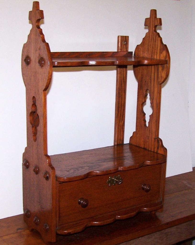 Arts & Crafts Oak Gothic Hanging Cabinet (1 of 5)