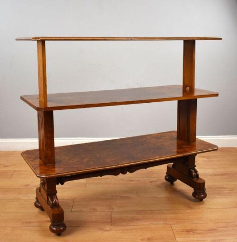 Victorian Burr Walnut Telescopic Dumbwaiter (1 of 9)