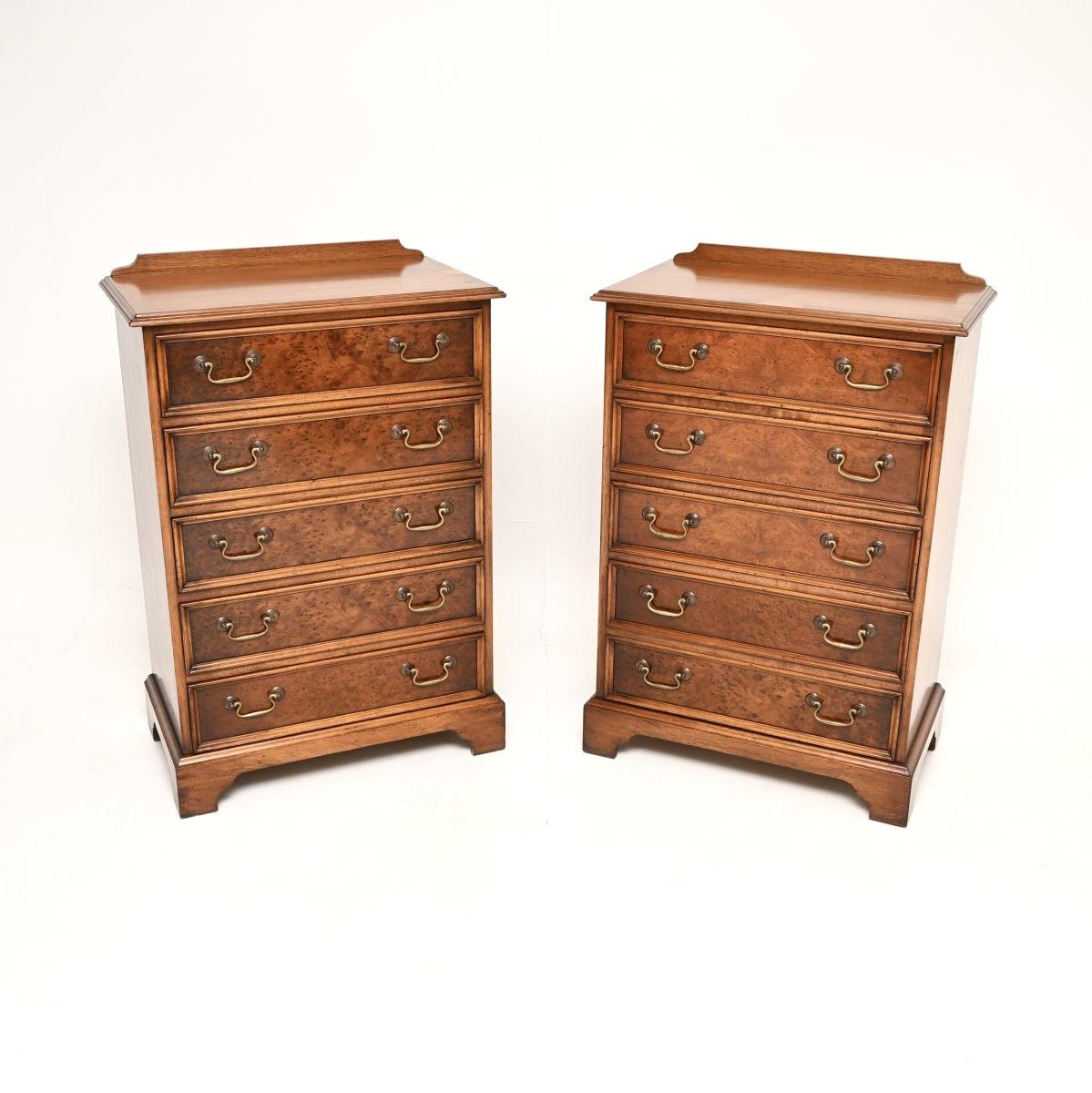 Pair of Georgian Style Yew Wood Chests of Drawers (1 of 10) Pair of Georgian Style Yew Wood Chests of Drawers (1 of 10)