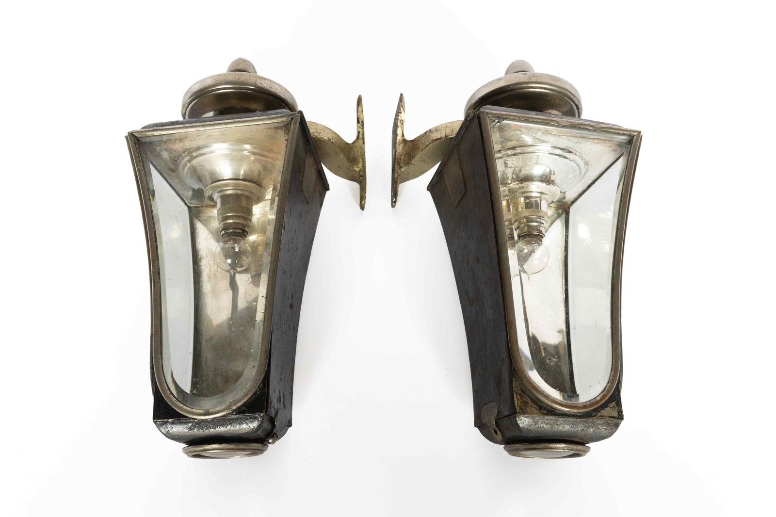 Pair Veteran Car Side Door Pillar Lamps C.1915 (1 of 7) Pair Veteran Car Side Door Pillar Lamps C.1915 (1 of 7)