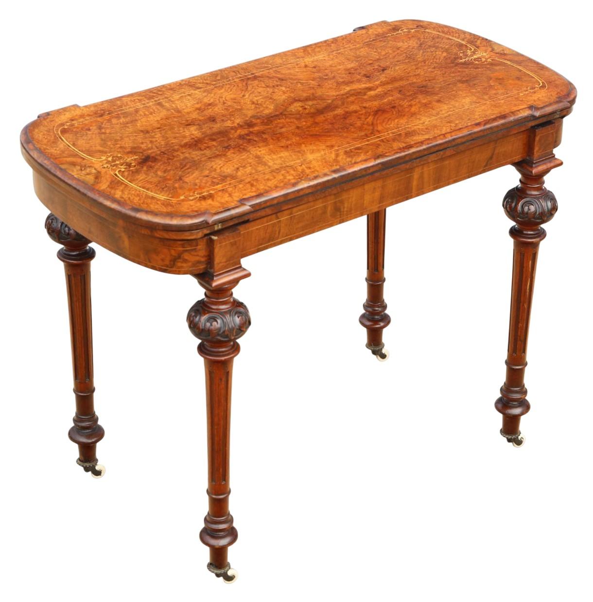 Antique c.1880 Victorian Mahogany & Burr Walnut Card Table – Fine Quality 19th Century Games Table (1 of 11)