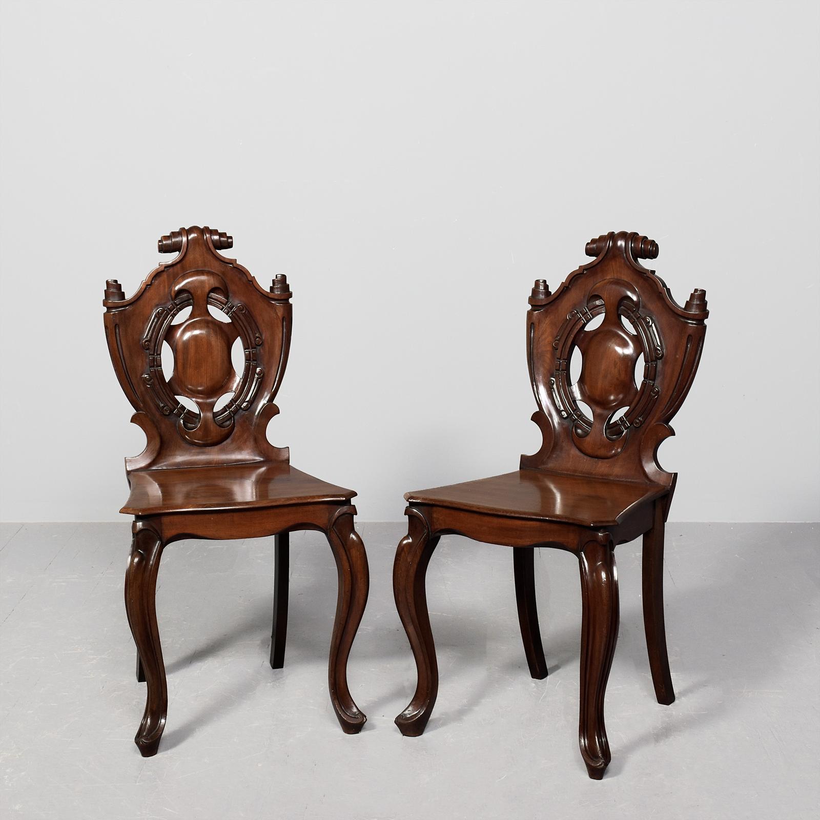 Pair of Early Victorian Mahogany Hall Chairs (1 of 6) Pair of Early Victorian Mahogany Hall Chairs (1 of 6)