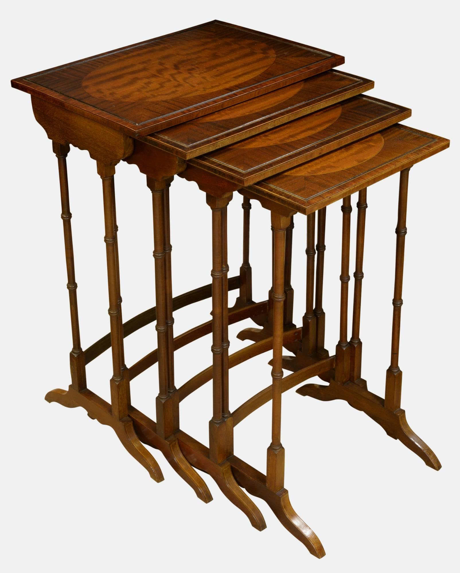 Nest of 4 Mahogany & Crossbanded Tables c.1880 (1 of 1) Nest of 4 Mahogany & Crossbanded Tables c.1880 (1 of 1)