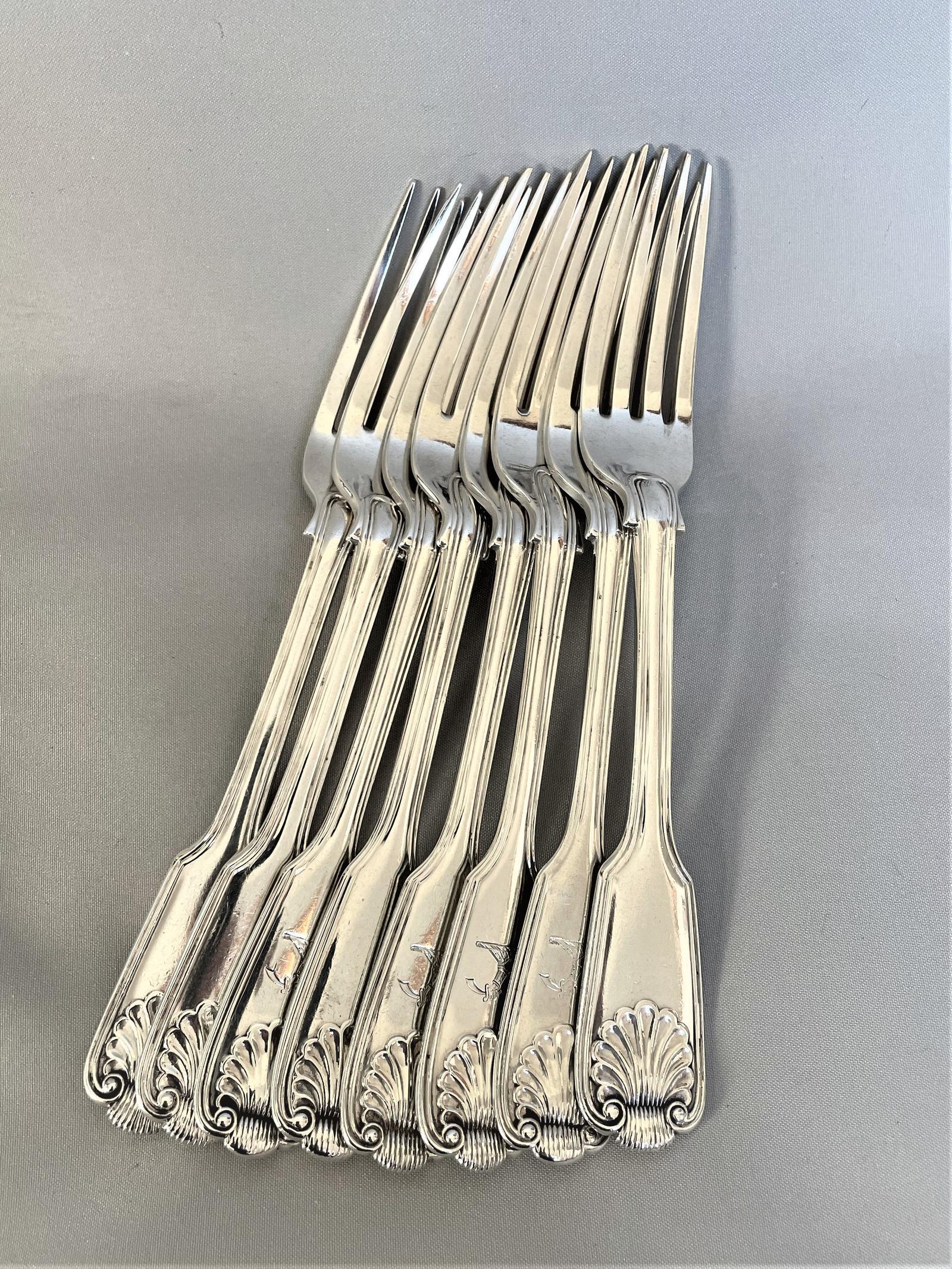 Fabulous Set of 8 Silver Fiddle, Thread & Shell Tableforks (1 of 7) Fabulous Set of 8 Silver Fiddle, Thread & Shell Tableforks (1 of 7)