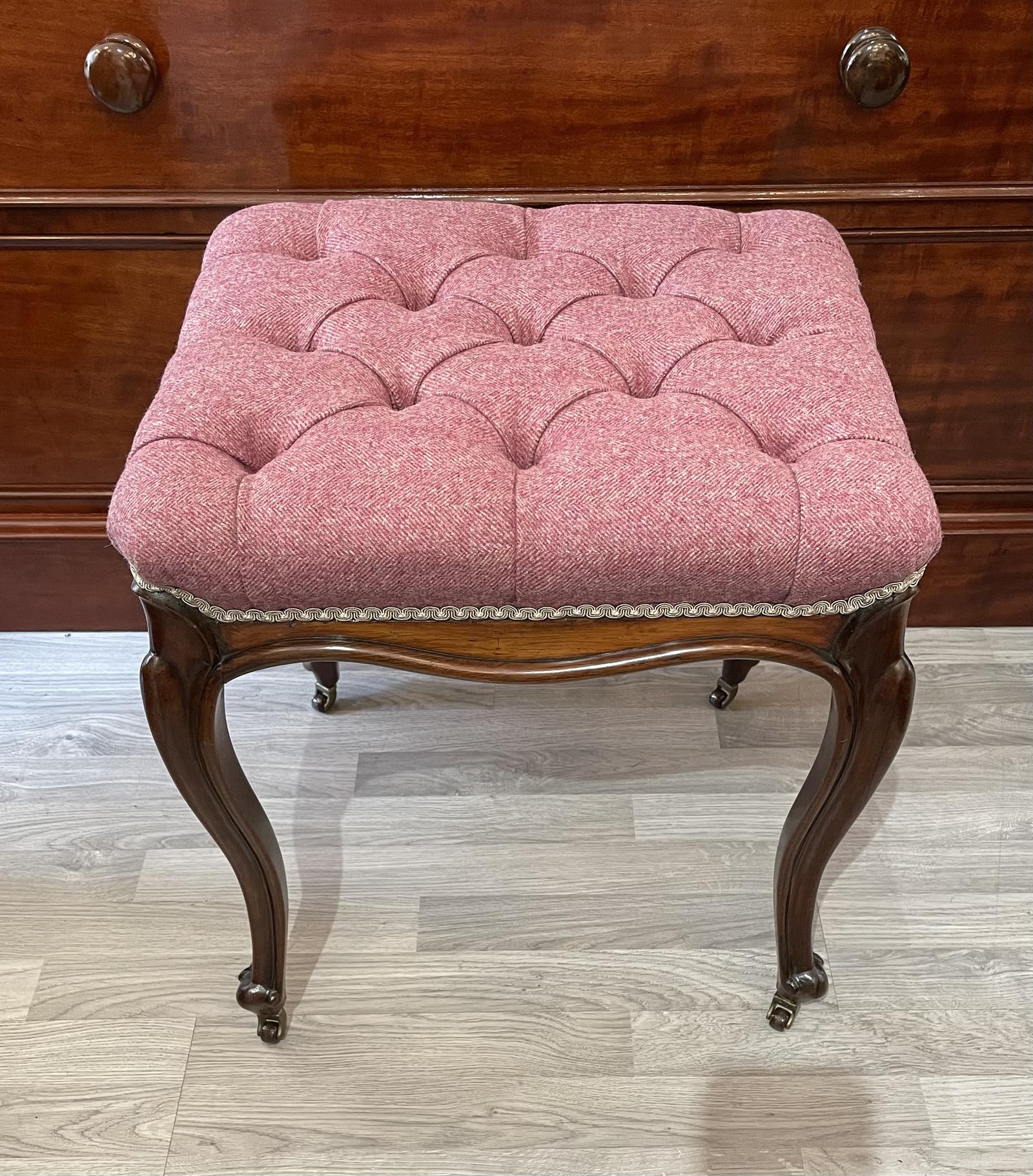Victorian Rosewood Deep Buttoned Stool (1 of 4)