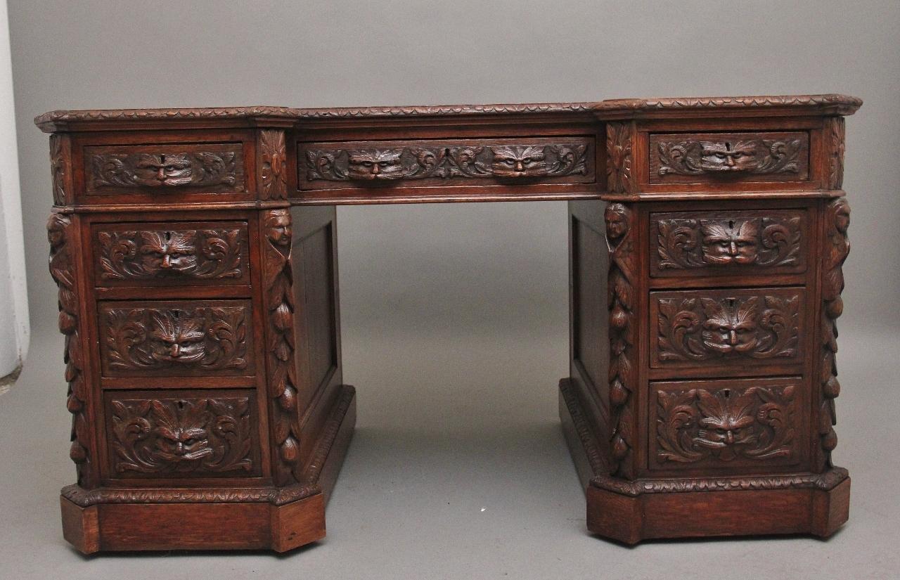 19th Century Carved Oak Desk (1 of 14) 19th Century Carved Oak Desk (1 of 14)