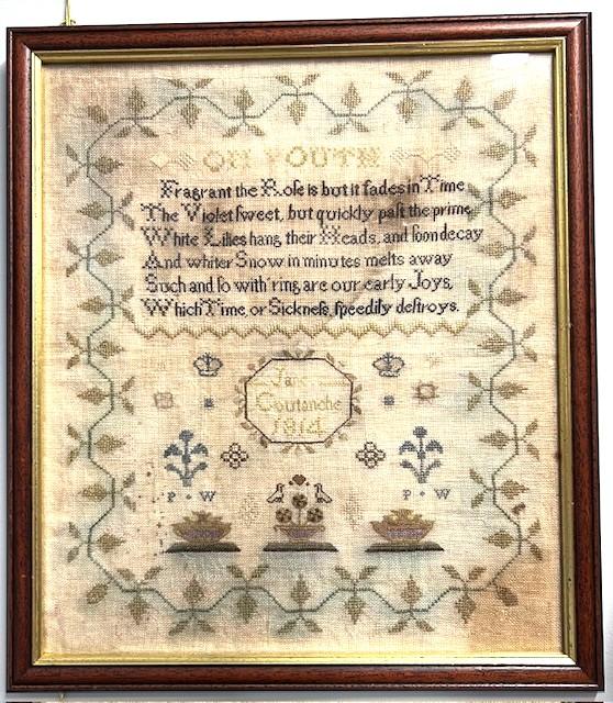 1814 Framed & Signed Needlework Sampler (1 of 2)