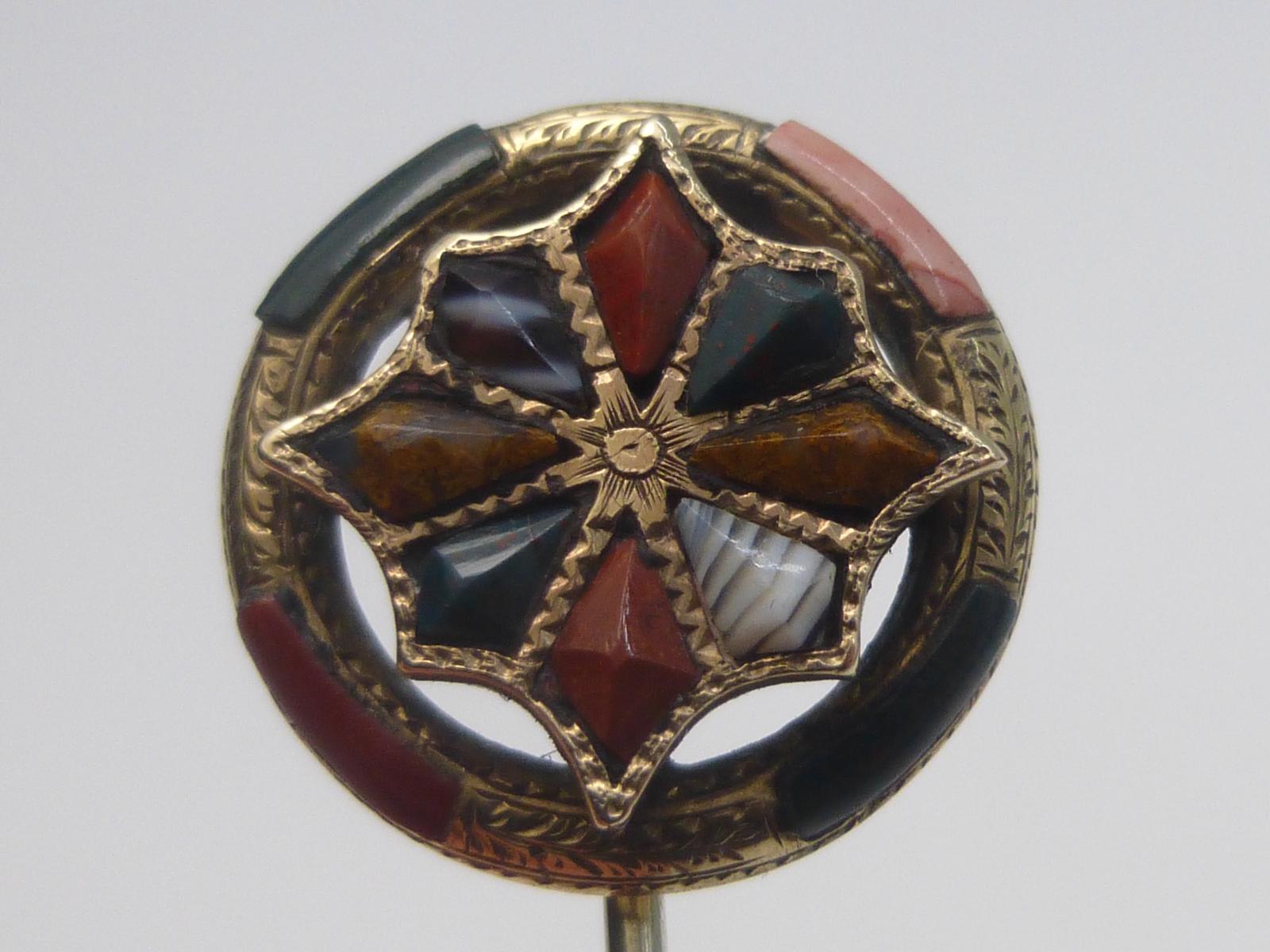 Victorian 9ct Gold Scottish Agate Stickpin (1 of 6)