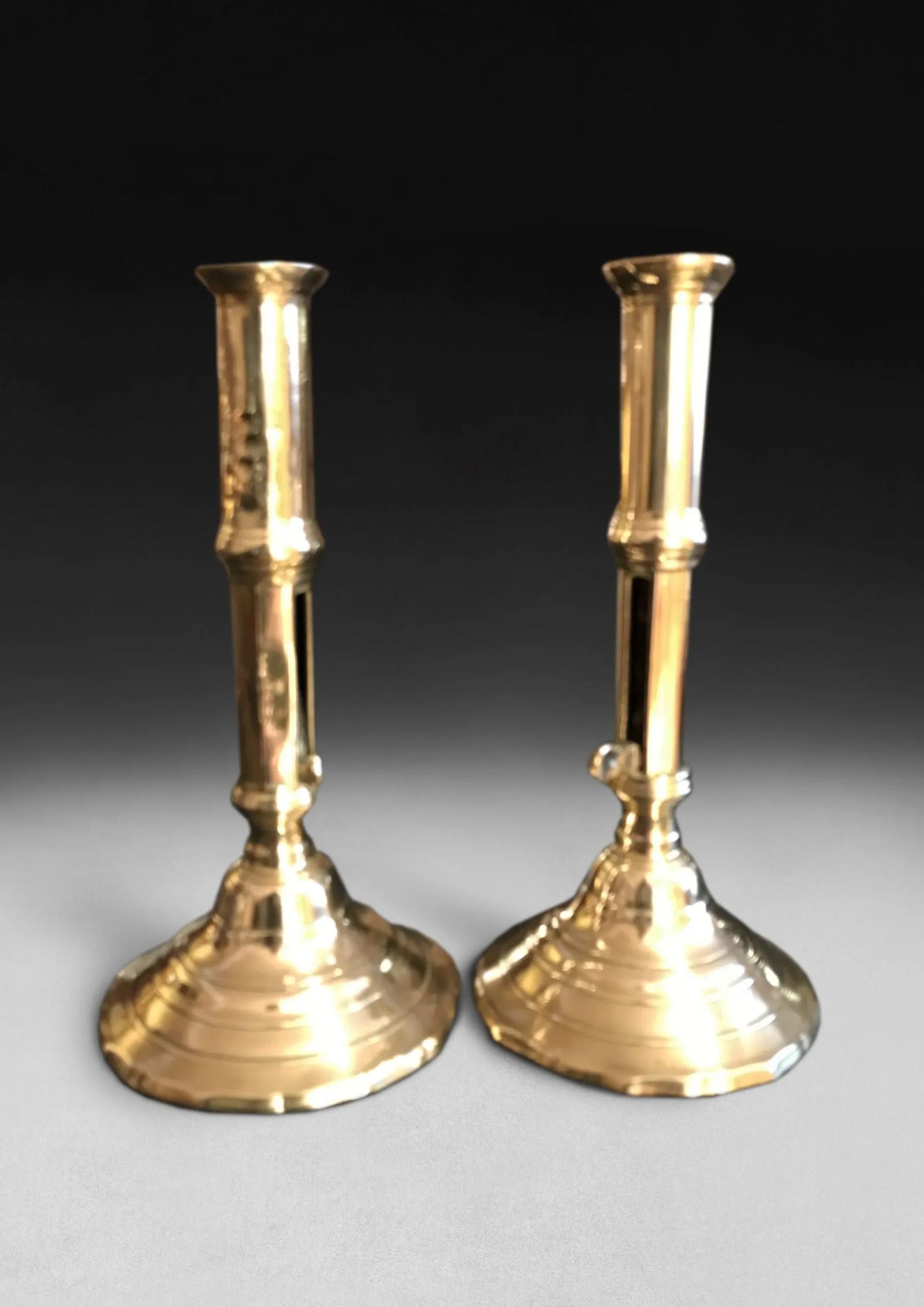 Pair of Mid 18th Century Brass Ejector Candlesticks (1 of 2) Pair of Mid 18th Century Brass Ejector Candlesticks (1 of 2)