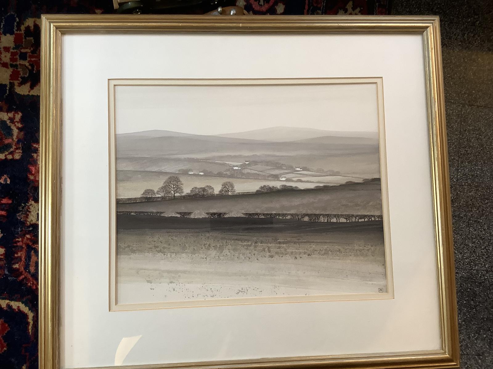 Kathleen Caddick:  Watercolour of Berkshire Landscape "Hillside Cottages" (1 of 6)