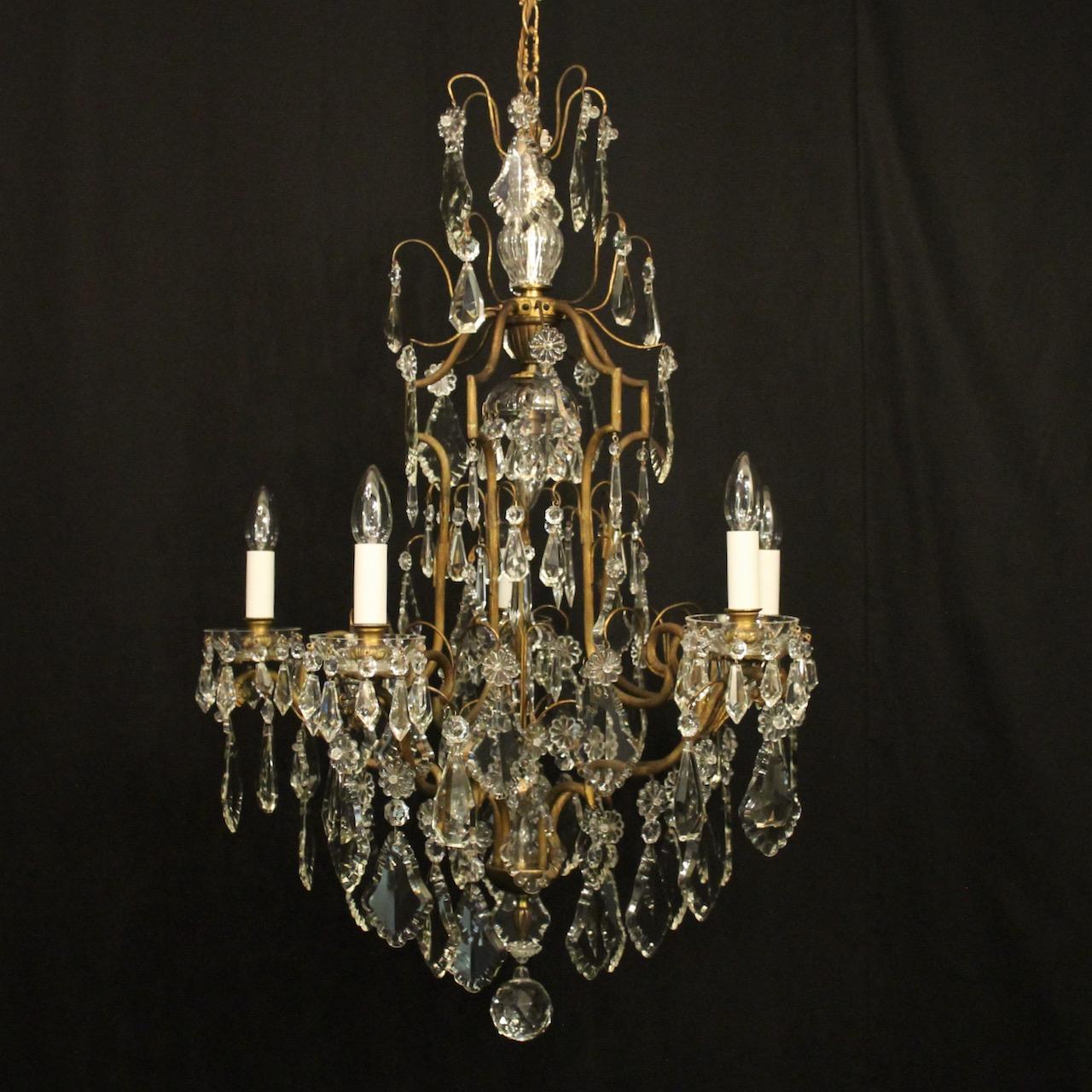 French Gilded 6 Light Antique Crystal Chandelier (1 of 10)