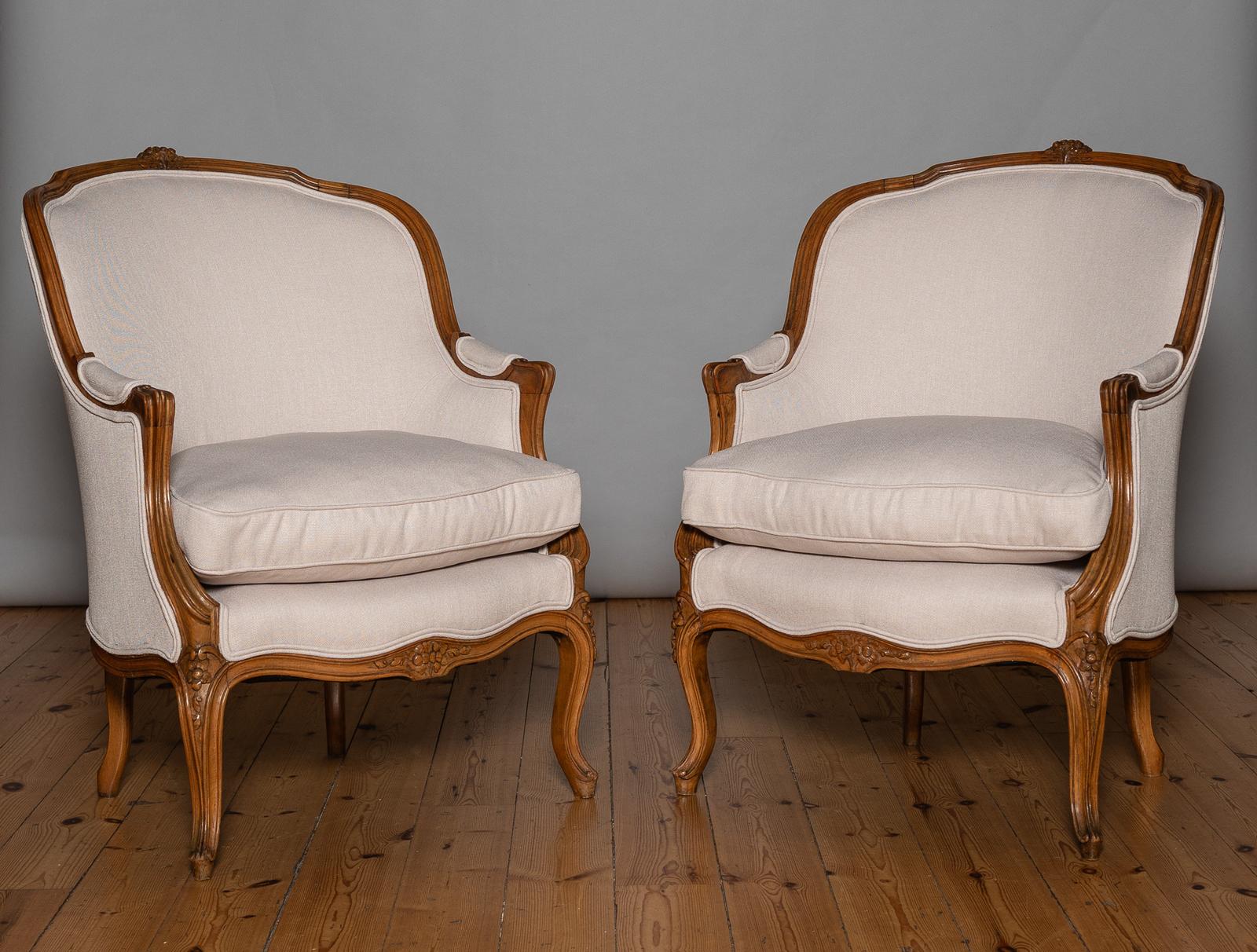 Pair of Large French Louis XV Style Carved Walnut Armchairs (1 of 6) Pair of Large French Louis XV Style Carved Walnut Armchairs (1 of 6)