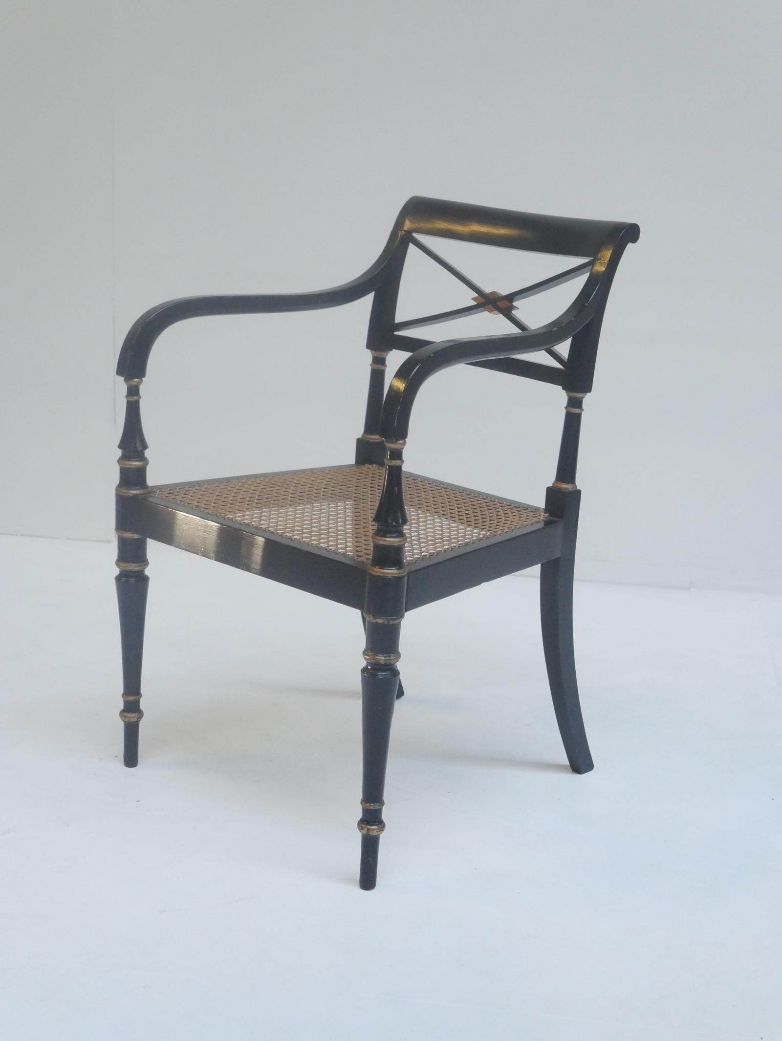 Regency Style Ebonised Armchair 1900s (1 of 11) Regency Style Ebonised Armchair 1900s (1 of 11)