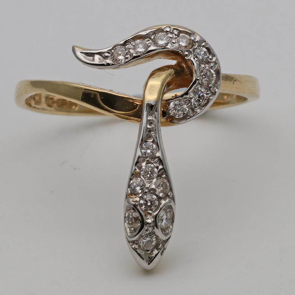 Vintage 18ct Gold Ring in the Form of a Snake Set with Diamonds (1 of 4)
