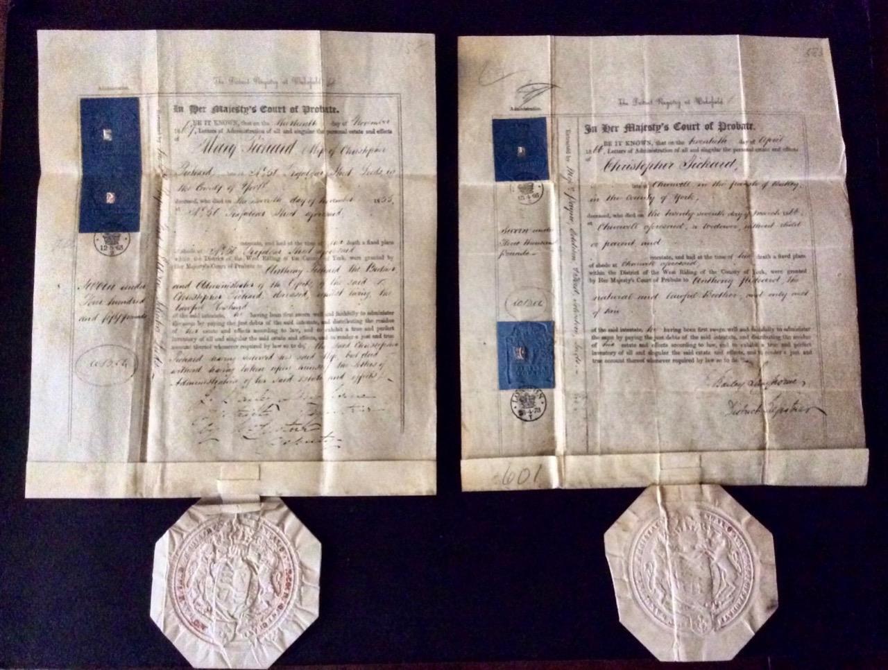 1860's Last Will & Testament x 2 for Husband & Wife Surname of Rickard Yorkshire (1 of 5)