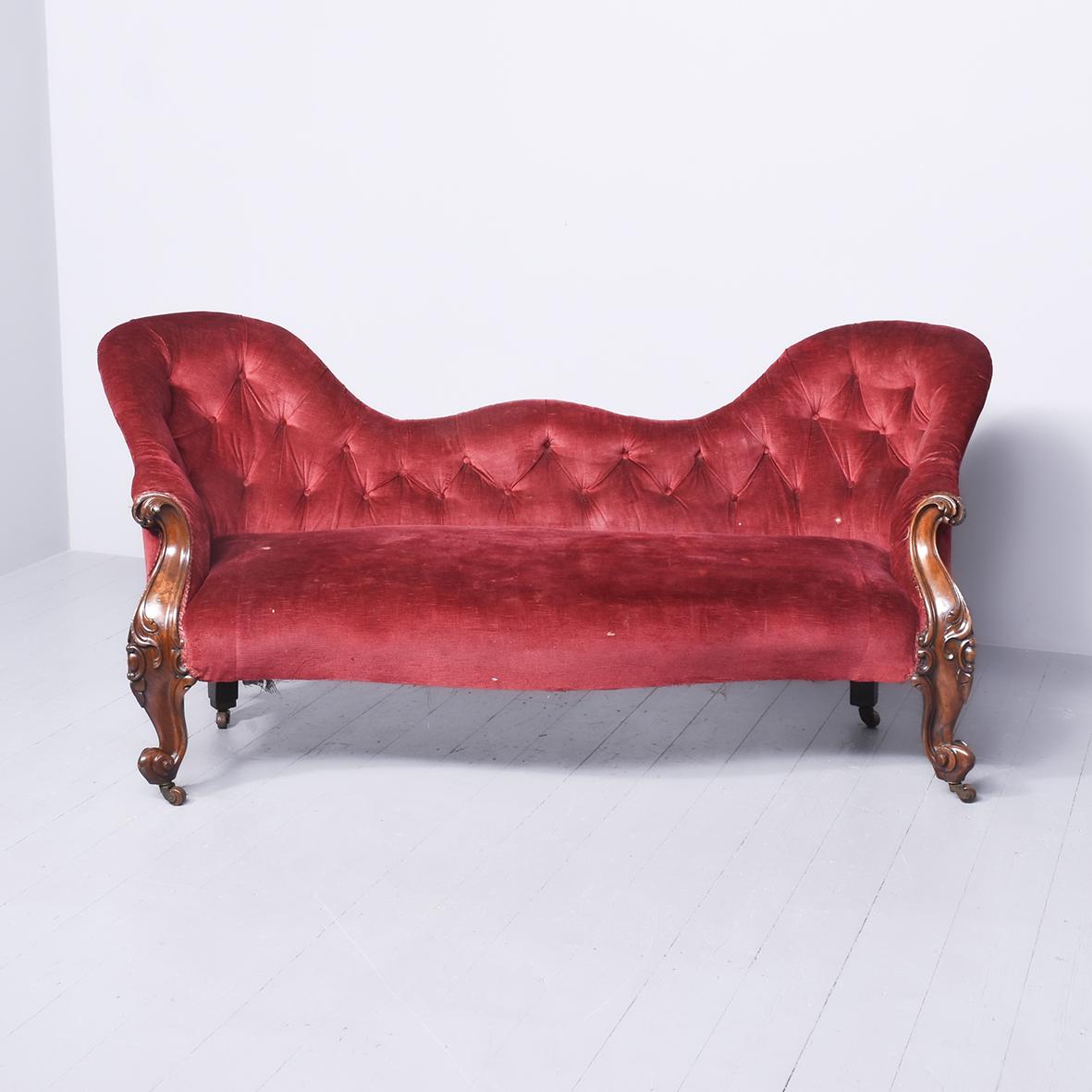 Quality Mid Victorian Double Camel-back Walnut Framed Settee (1 of 8) Quality Mid Victorian Double Camel-back Walnut Framed Settee (1 of 8)