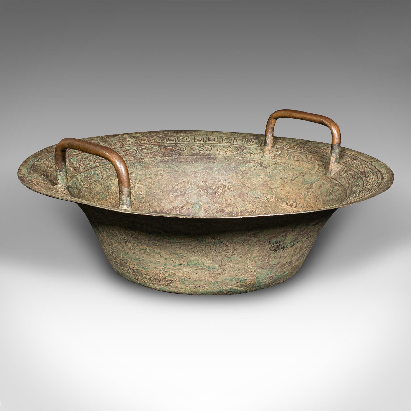 Antique Ceremonial Bowl, Chinese, Patinated Brass, Dish, Qing, Victorian c.1900 (1 of 9)