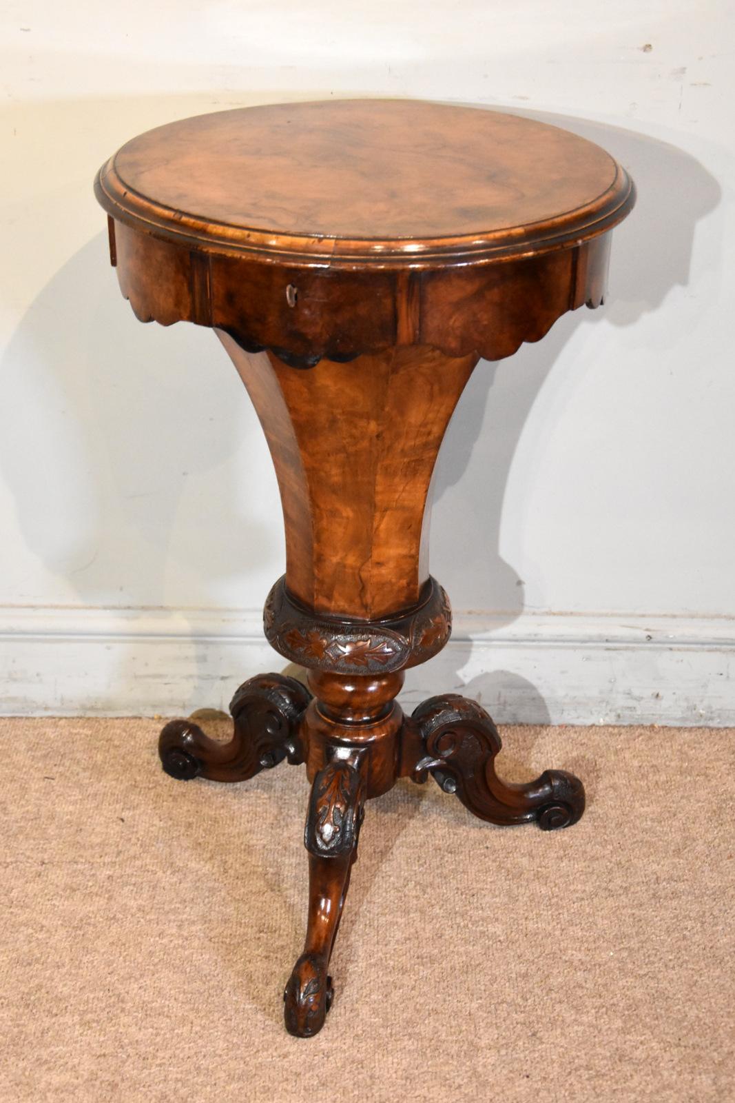 Mid 19th Century Walnut Trumpet Shaped Work Table (1 of 8)