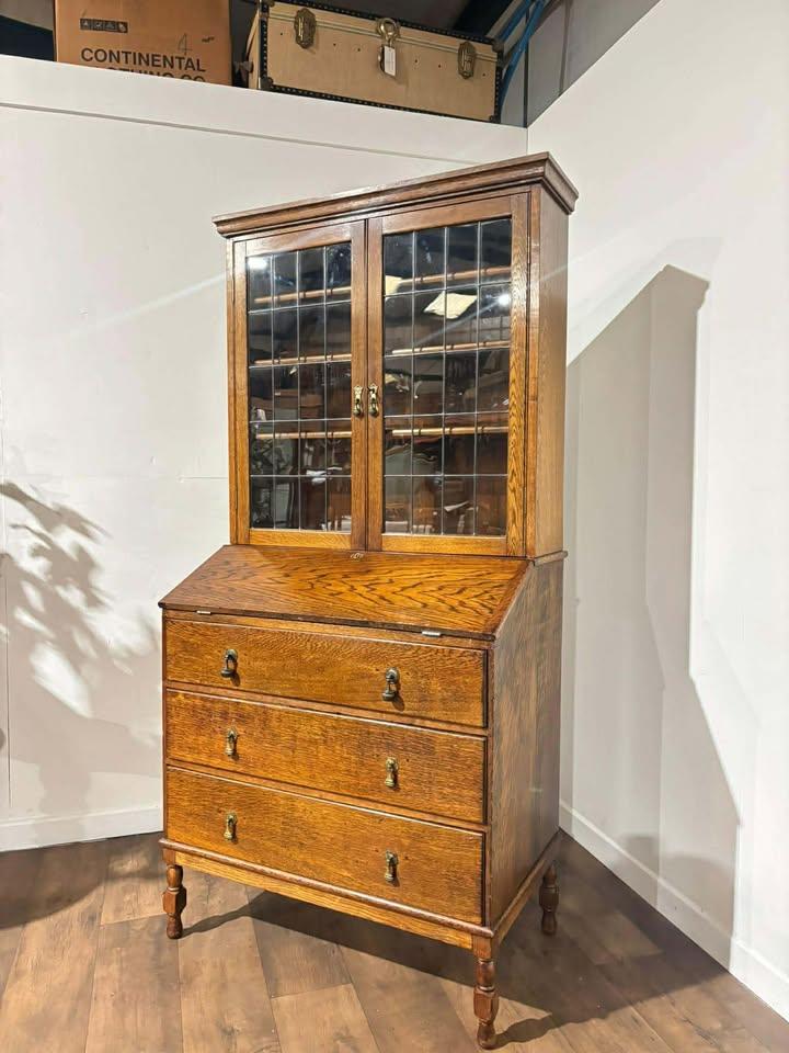 Vintage Oak Bureau Bookcase (1 of 16)