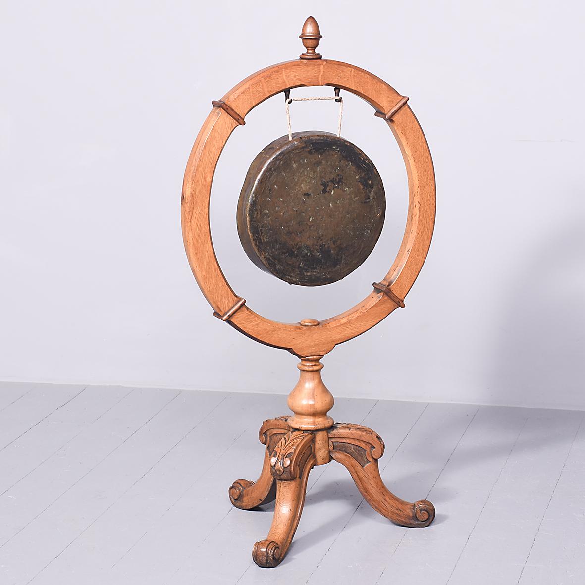 Circular Victorian Oak Dinner Gong (1 of 8)