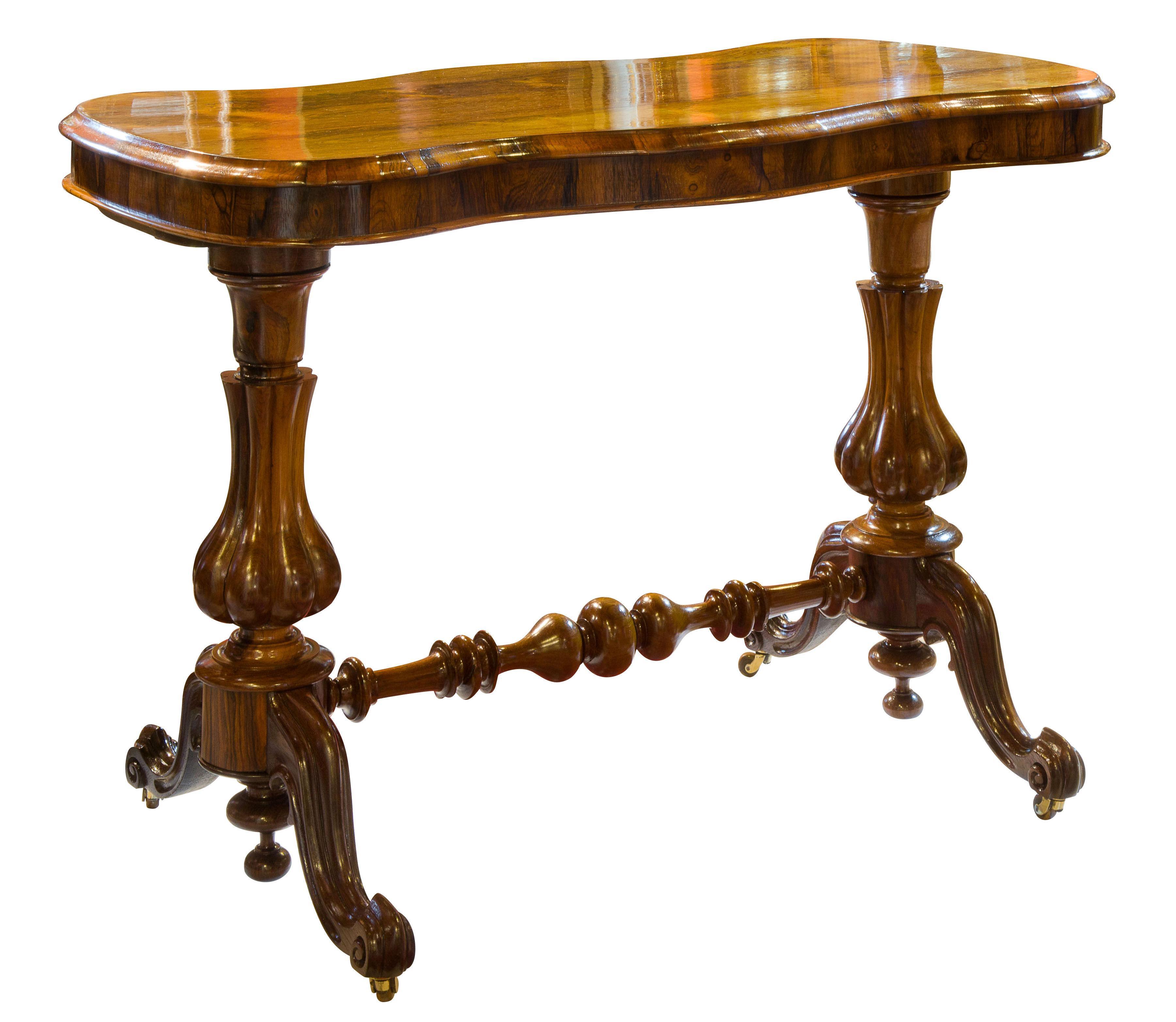 Victorian Shaped Top Rosewood Stretcher Table (1 of 1)