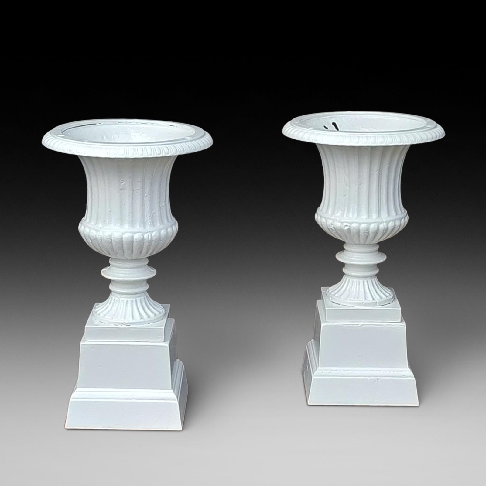 Pair of 18th Century Campagna Style Cast Iron Garden Urns (1 of 6)