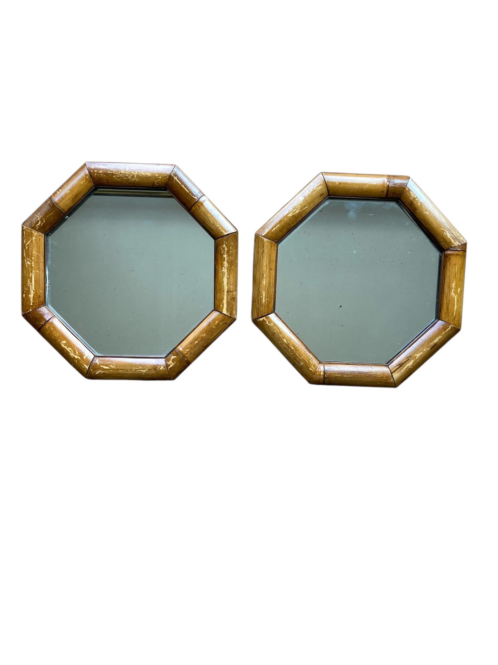 Pair of Italian Mid Century Octagonal Bamboo Framed Mirrors (1 of 11) Pair of Italian Mid Century Octagonal Bamboo Framed Mirrors (1 of 11)