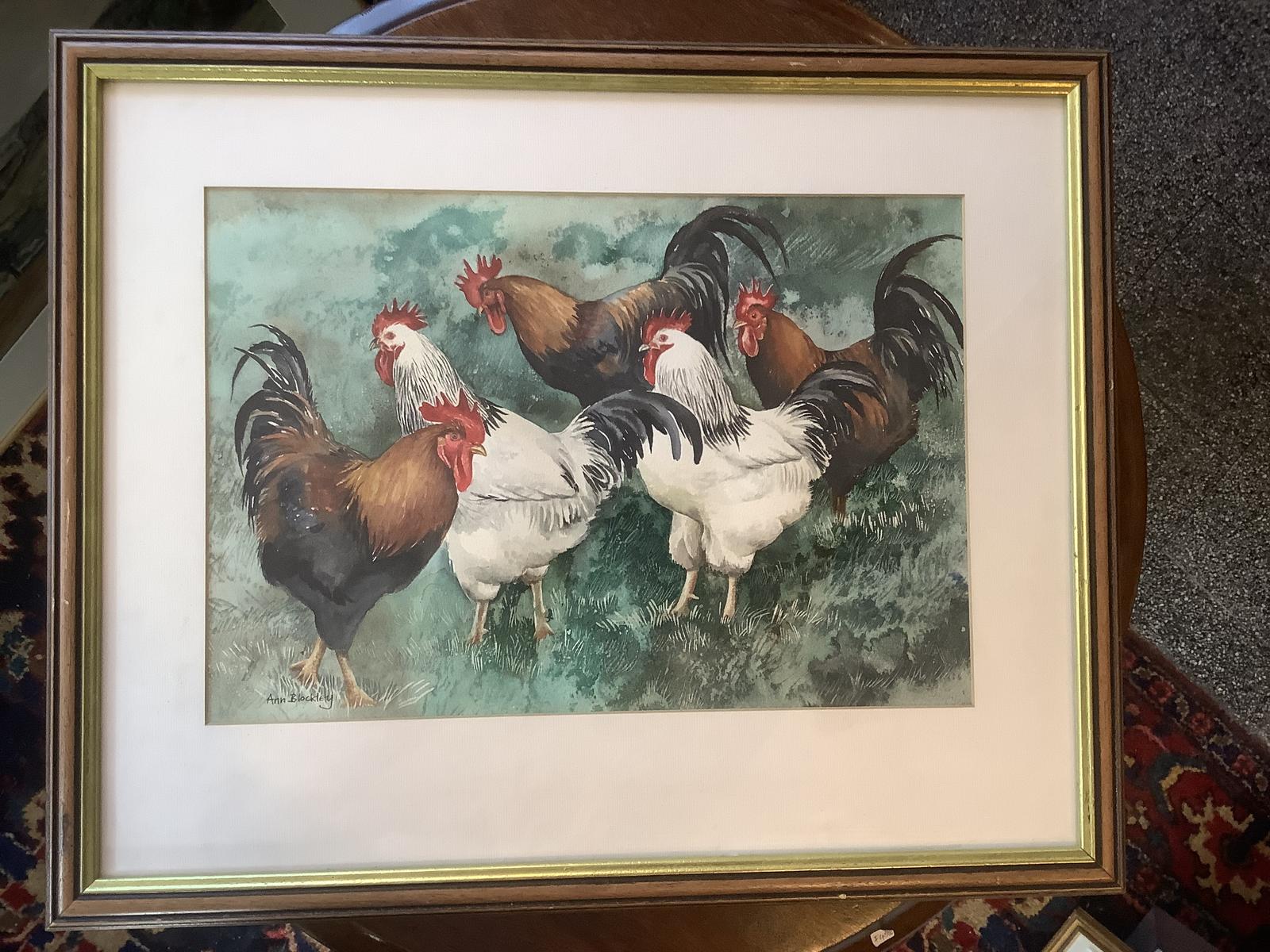 Ann Blockley: Watercolour of Cockerels (1 of 3) Ann Blockley: Watercolour of Cockerels (1 of 3)